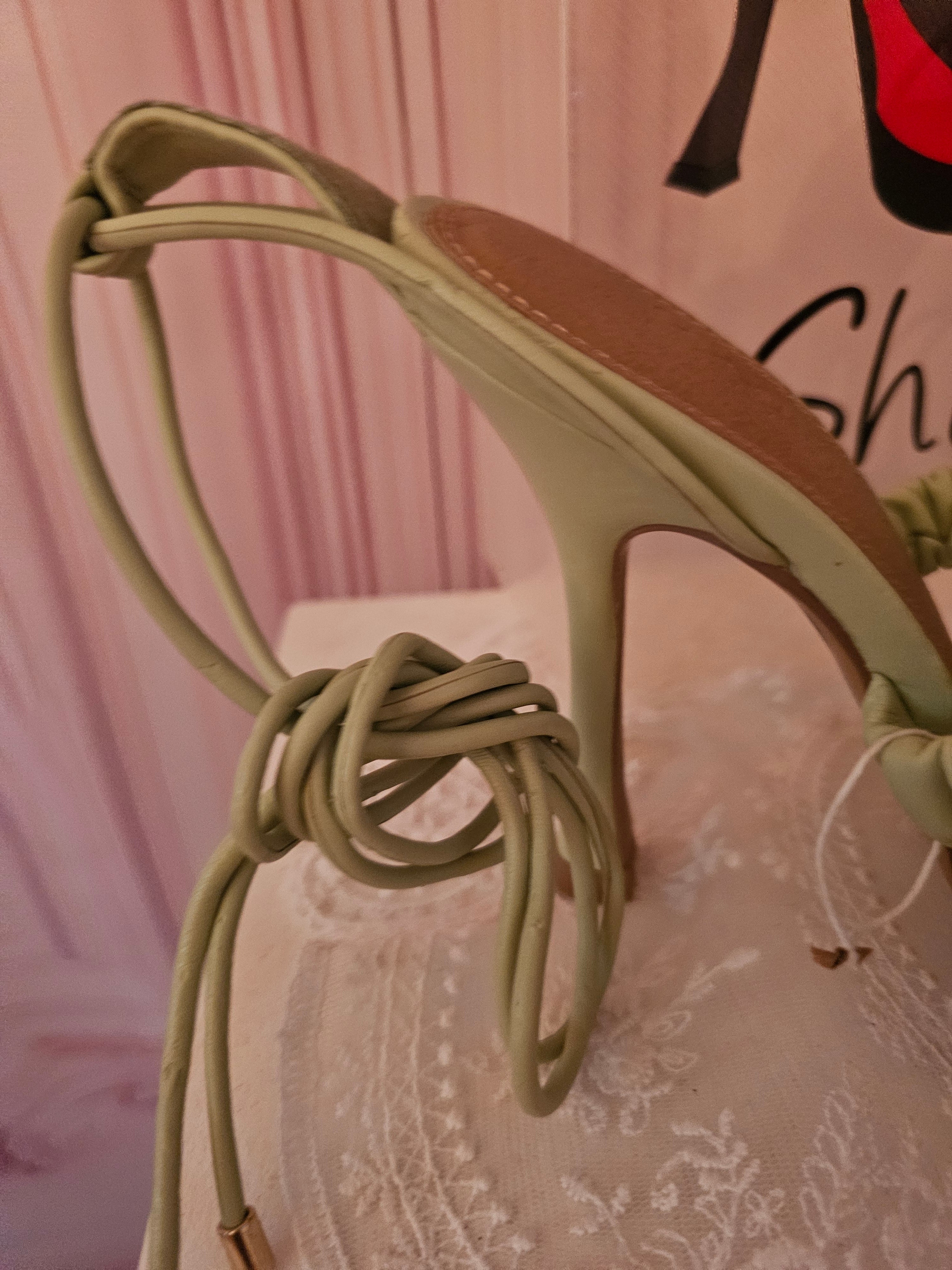 Ladies Lime Green Asos Strappy Toeless High Heels