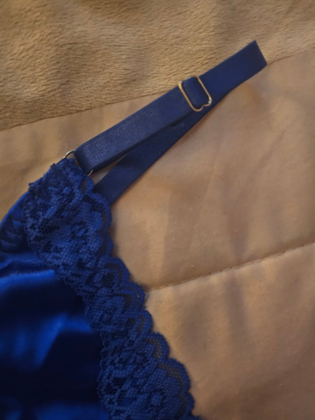 Ladies Royal Blue Satin Underwear Set