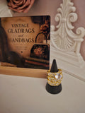 Ladies Yellow Gold set of 3 Dress Rings with diamonte settings