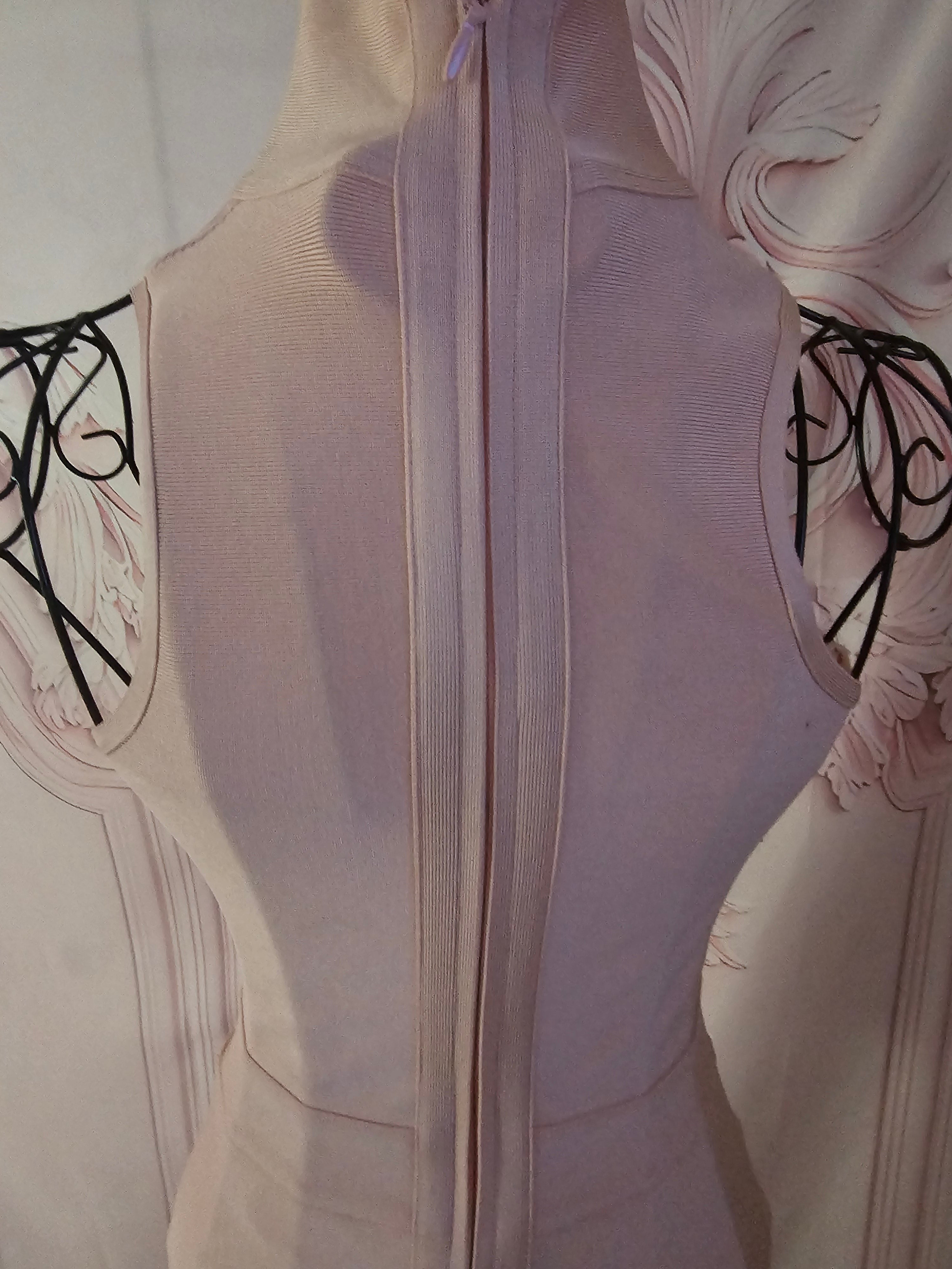 Ladies Dusky Pink Ling Turtleneck Bodycon Fitted Dress