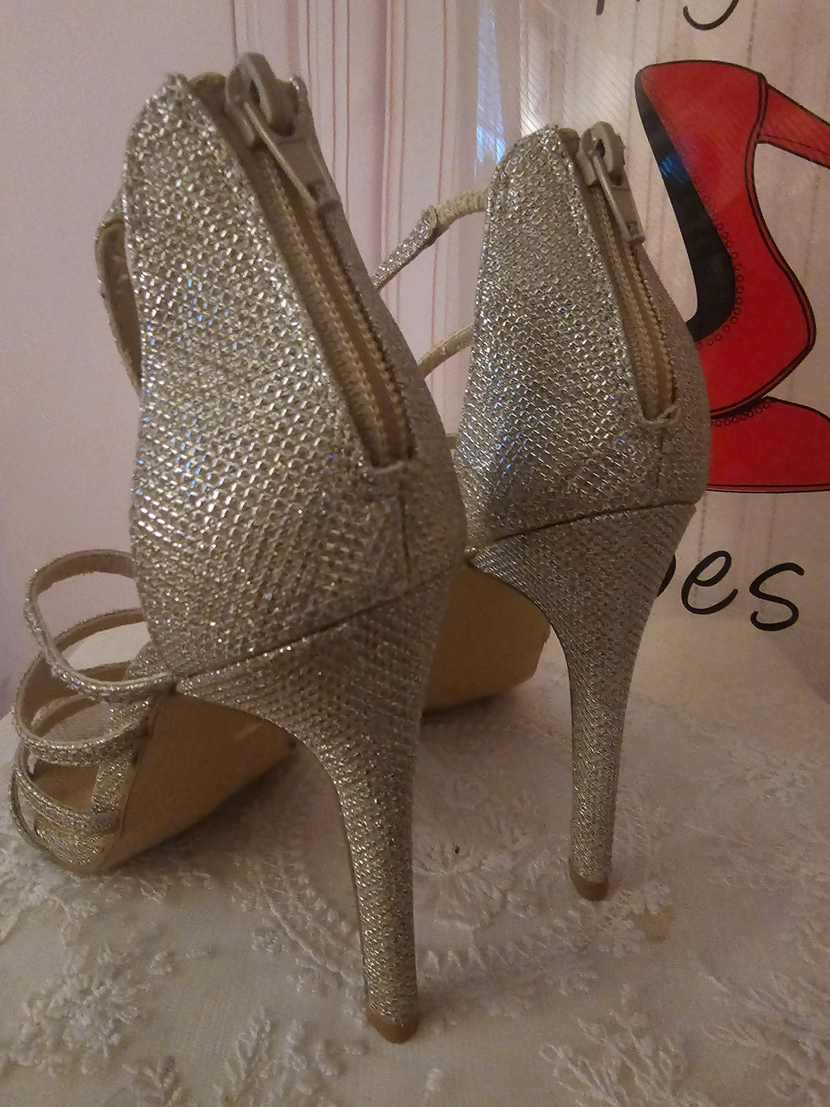 Ladies Gold Strappy Classy Heels