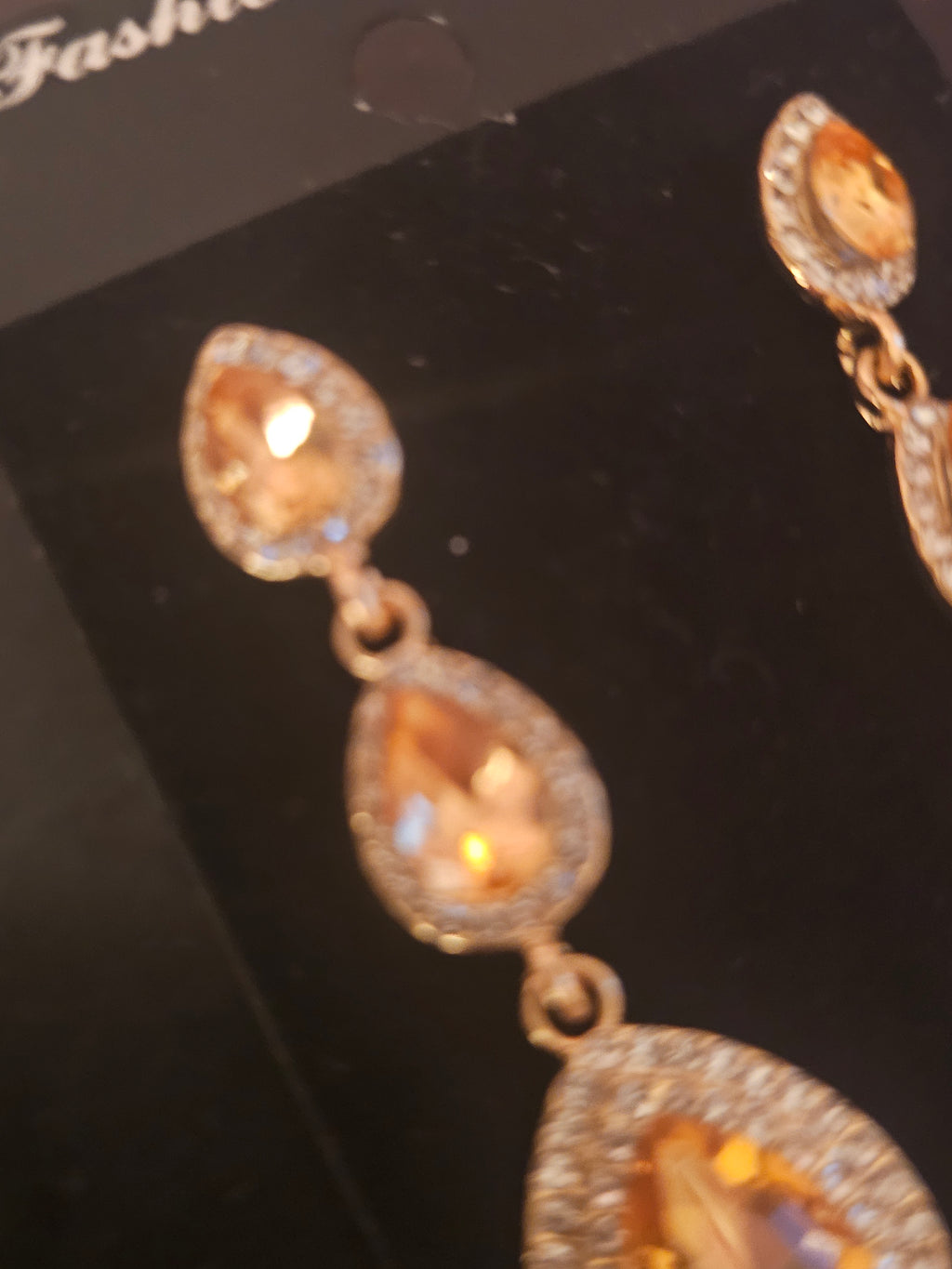 Ladies amber drop pendant classy earrings