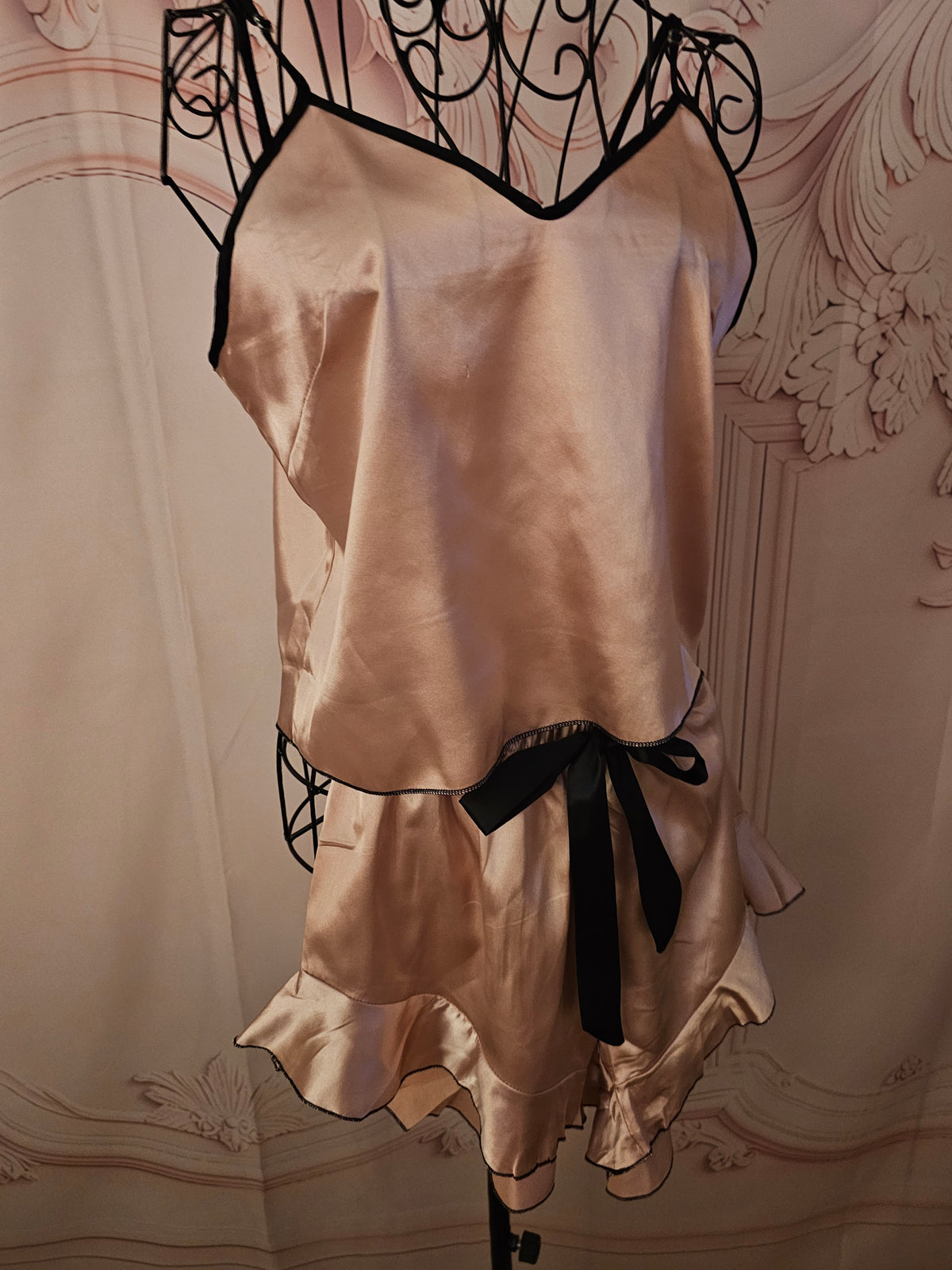 Ladies 2x Satin Cami Sets 1 x pink 1 x black