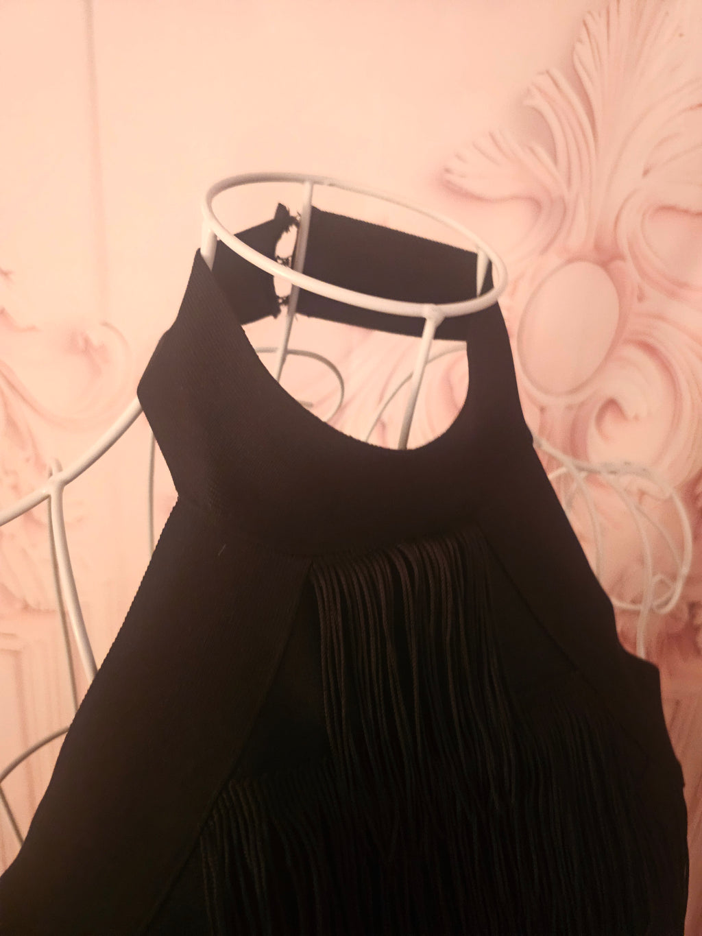 Ladies warehouse fully fringed halterneck cocktail dress
