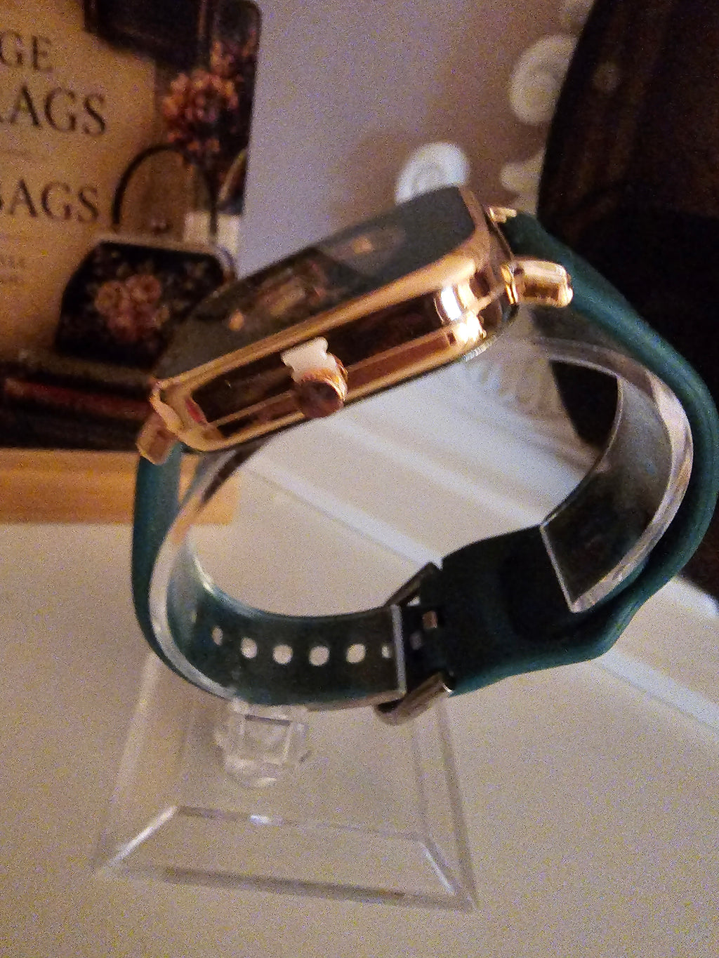 Ladies Dark Green Silicone Strap Watch