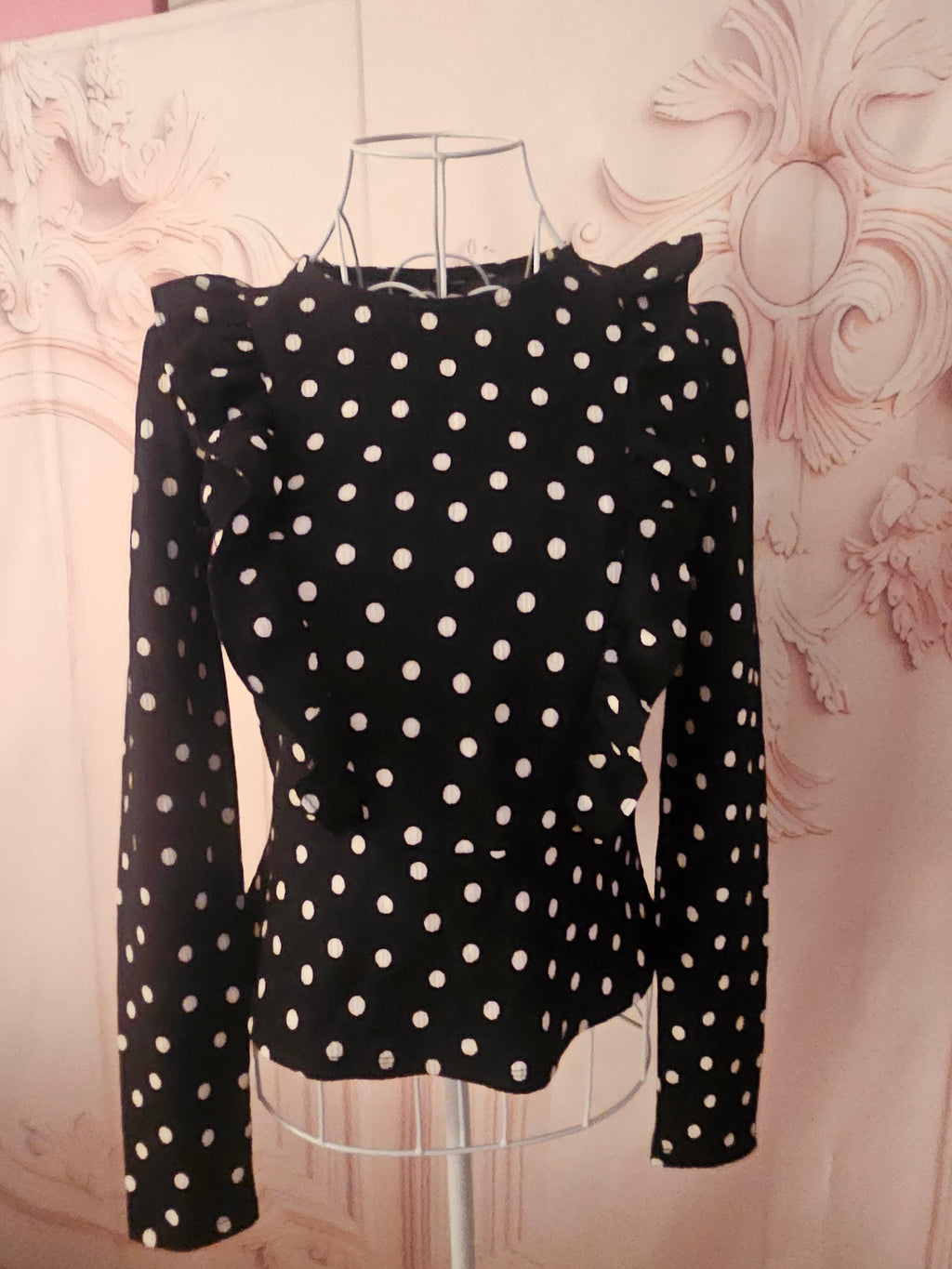 Ladies Miss Selfridge Classy Polka Dot Top