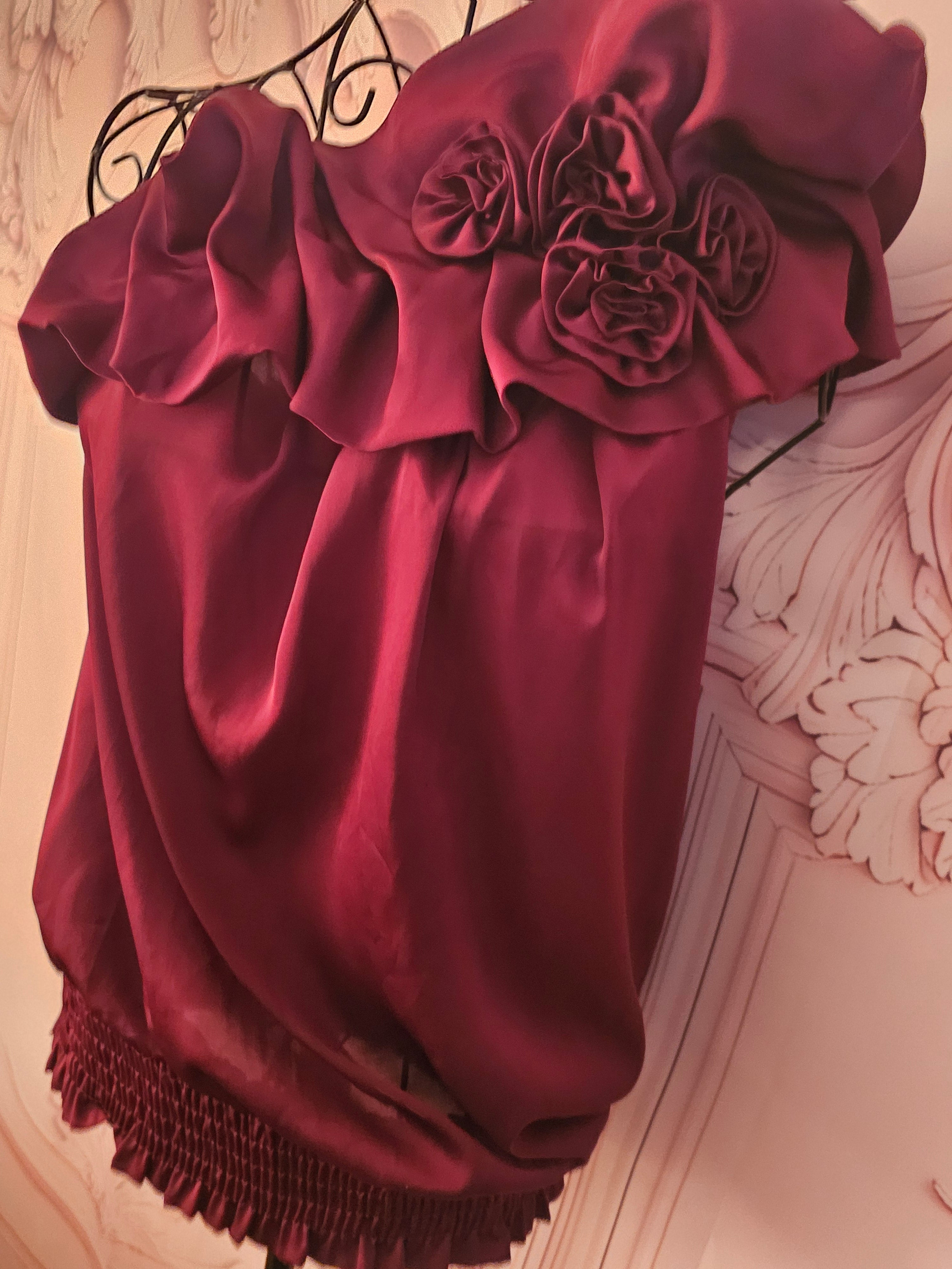 Ladies Burgundy Glamorus Evening Top