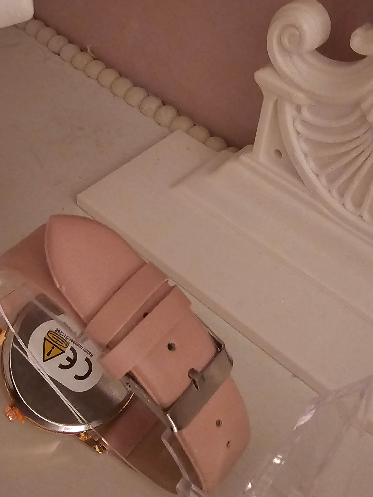 Ladies Pink with Gold Rimmed Large Faced Wristwatch