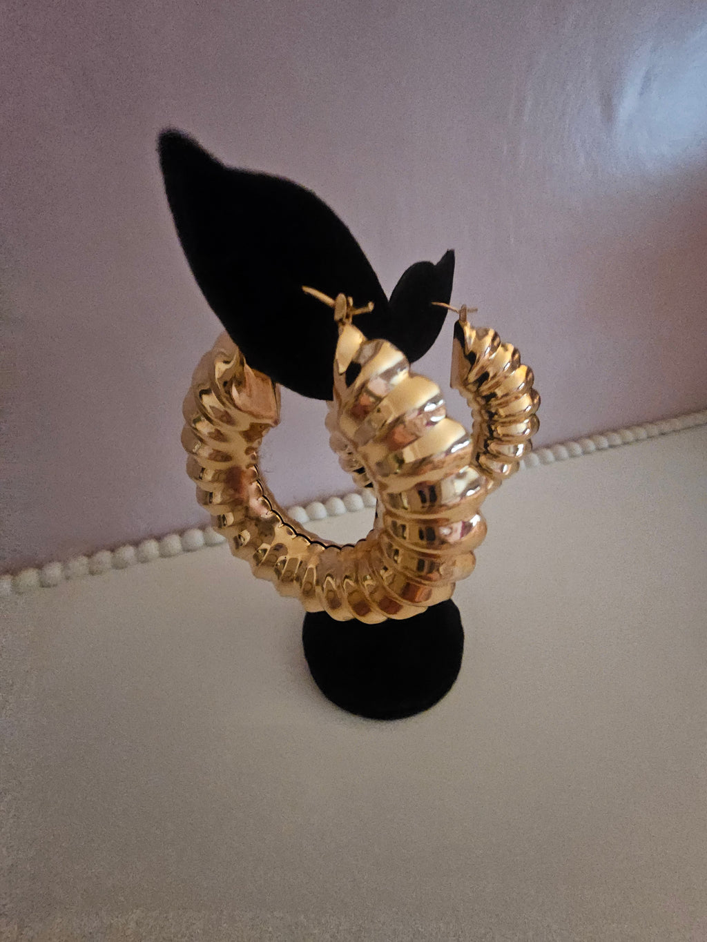 Large Golden Bamboo Style Hoops