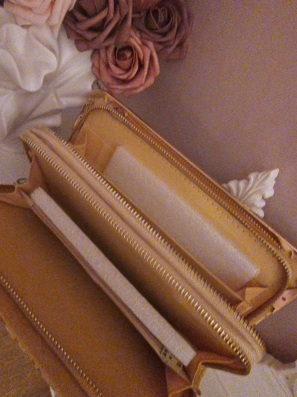Ladies Large Classy Gold Purse with Paris Print Design