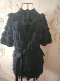 Ladies Navy Blue Fringed Miss Selfridge Short Sleeved Cardigan