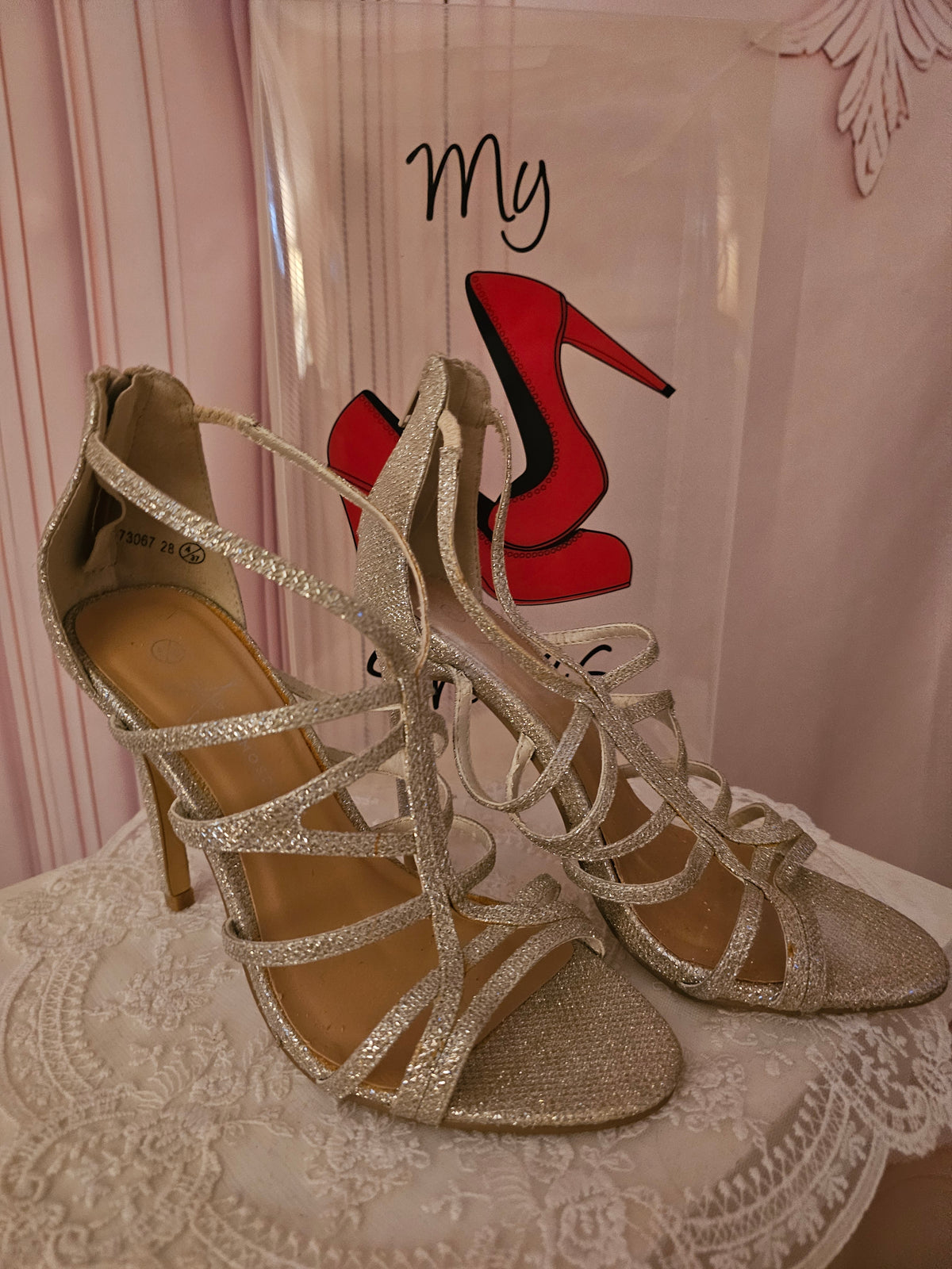 Ladies Gold Strappy Classy Heels