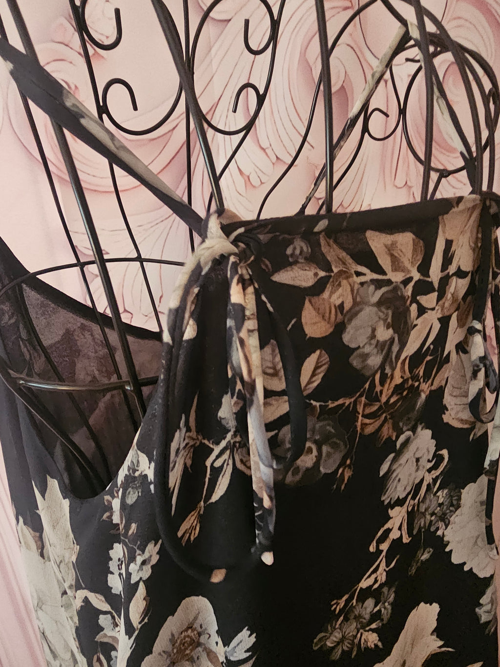 Ladies Mango Lined Floral Satin Strappy Dress