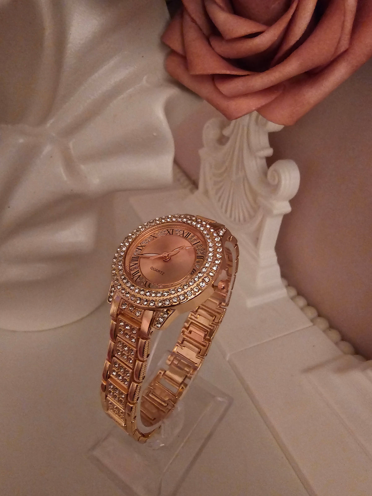 Ladies Rose Gold with diamond detailing wristwatch
