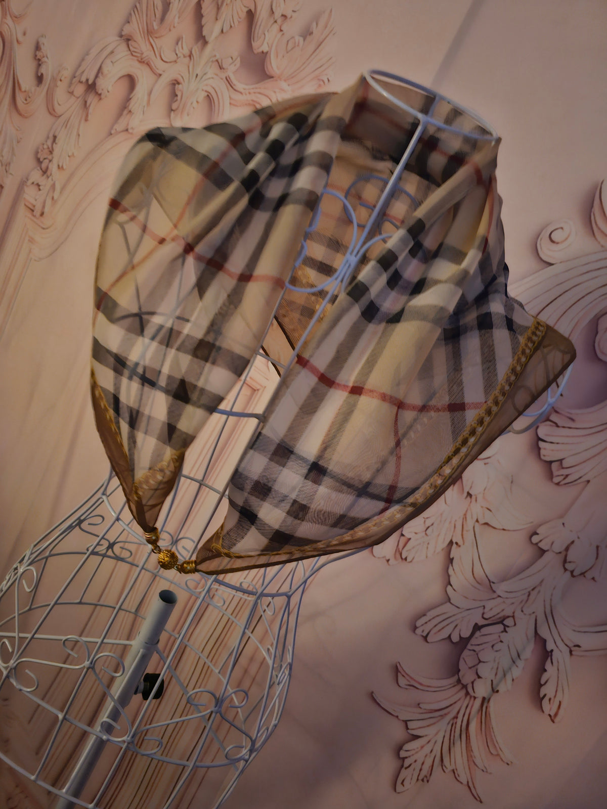 Ladies Brown Check Tartan woth Gold Magnet Fastner