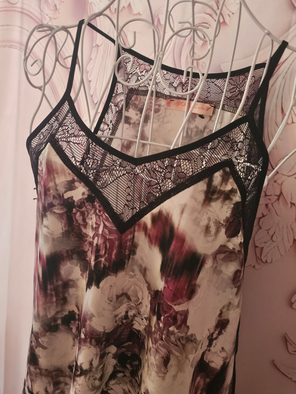 Ladies Floral Oh My Love Satin Chemise Slip