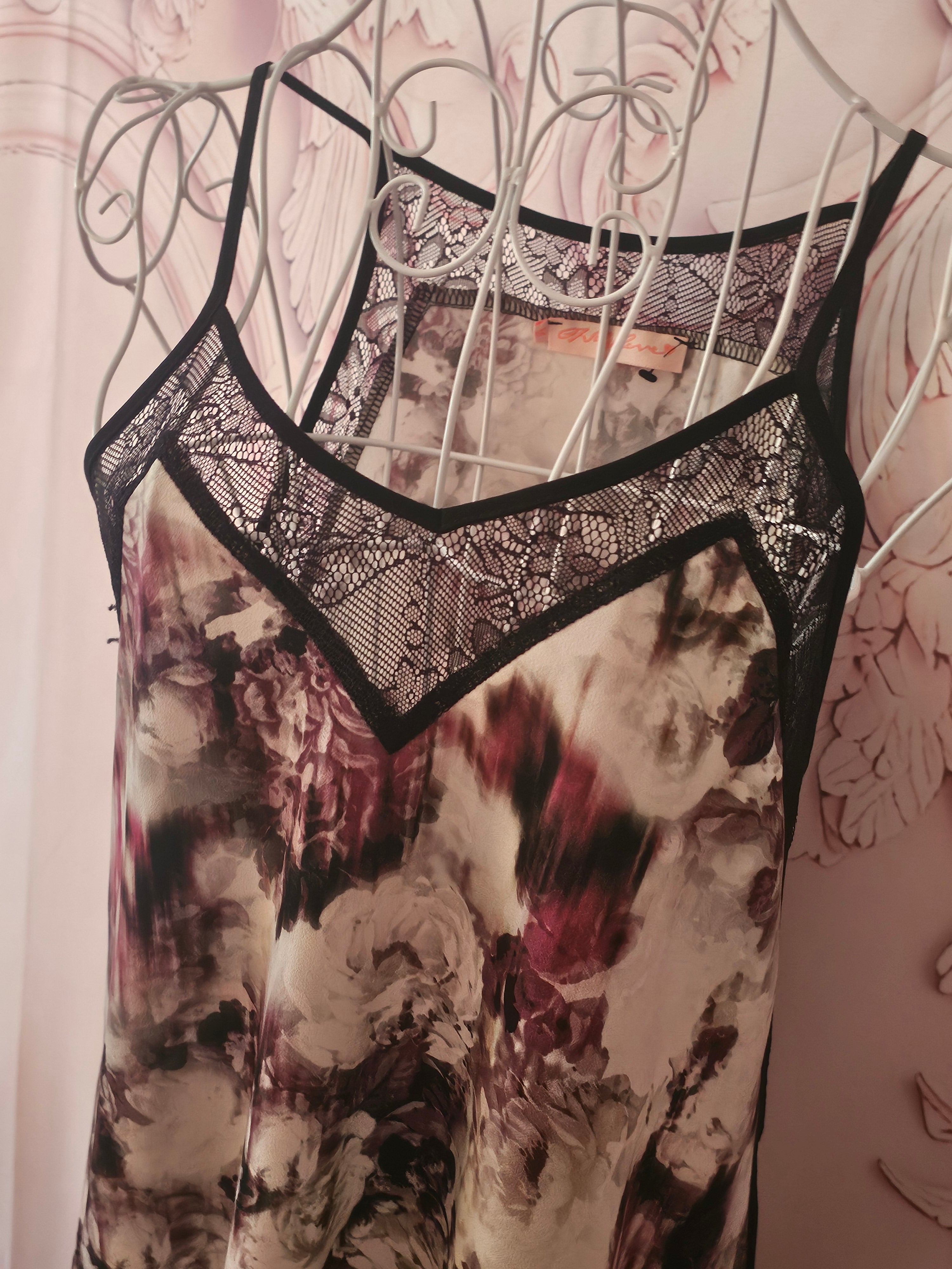 Ladies Floral Oh My Love Satin Chemise Slip