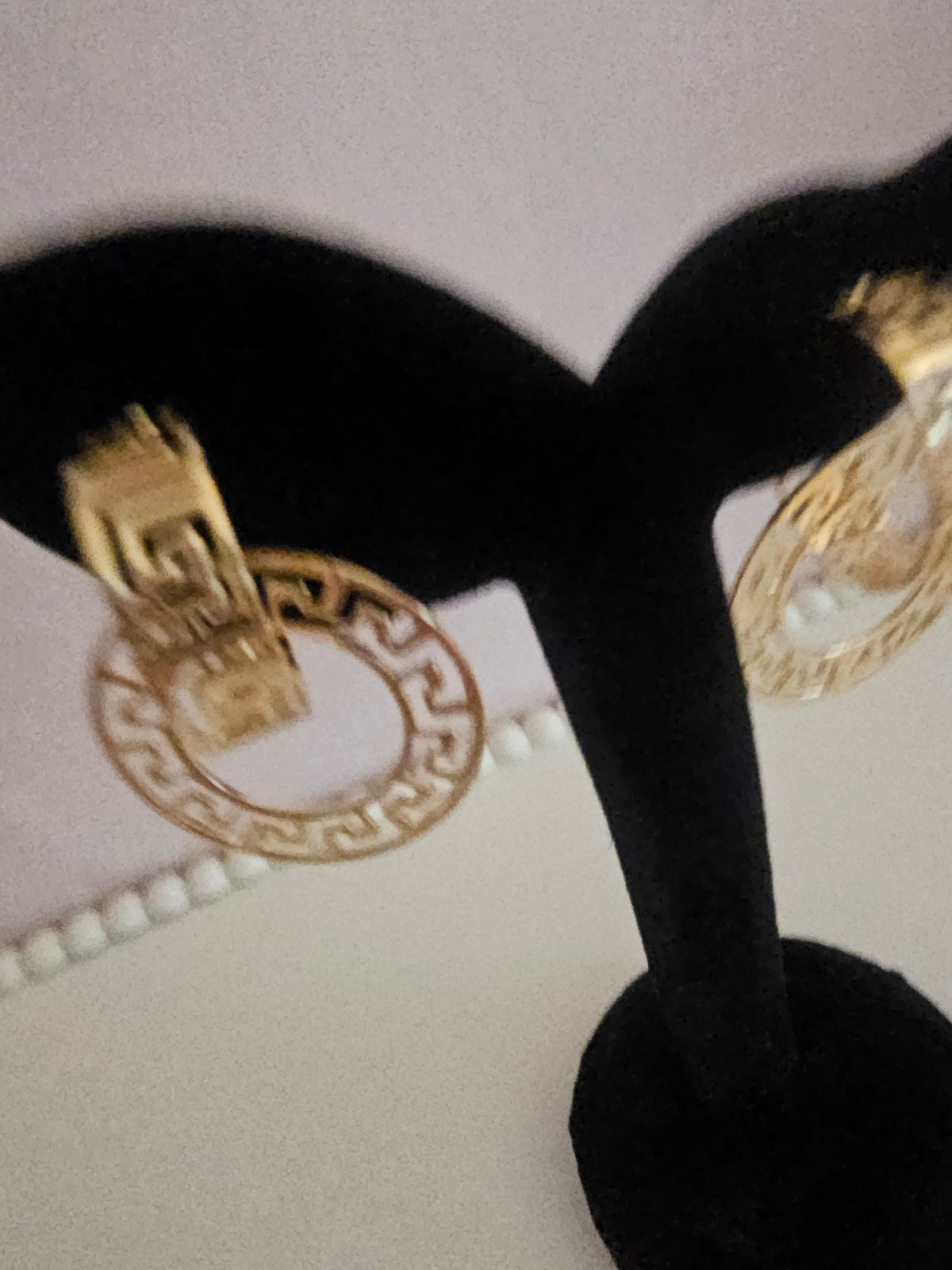 Ladies Greek Key Double Hoop Earrings