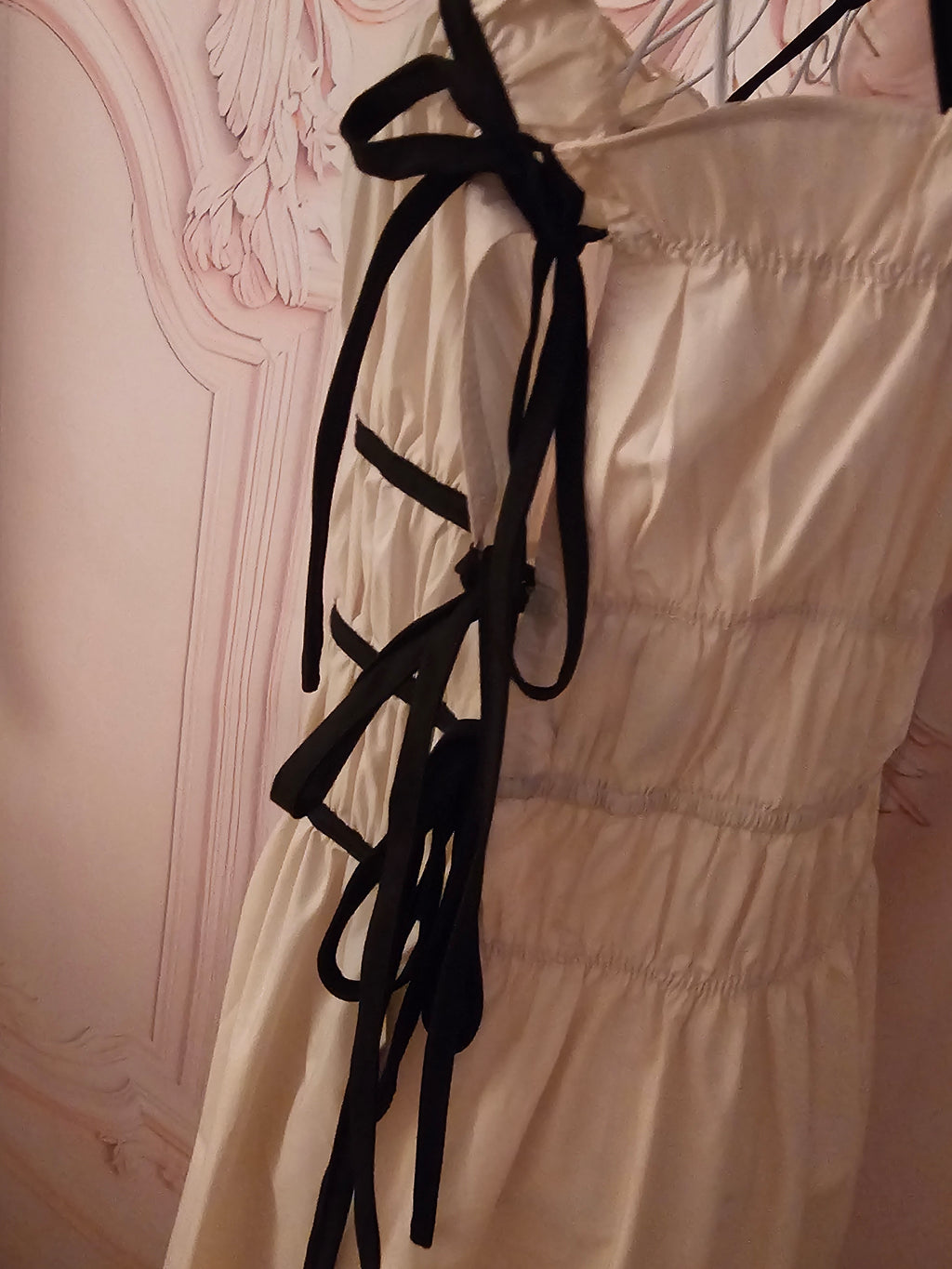Ladies Boohoo Cream & Black Cotton Maxi Dress