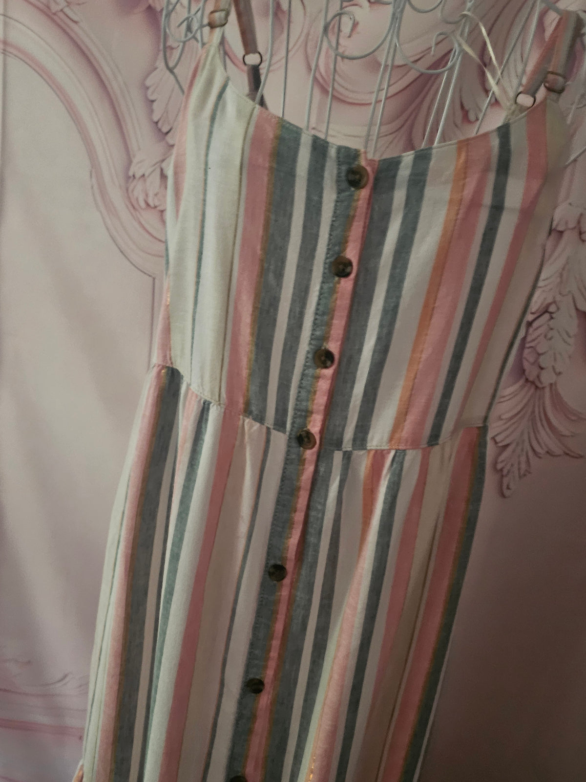 Ladies Pink & White Stripped Summer Dress