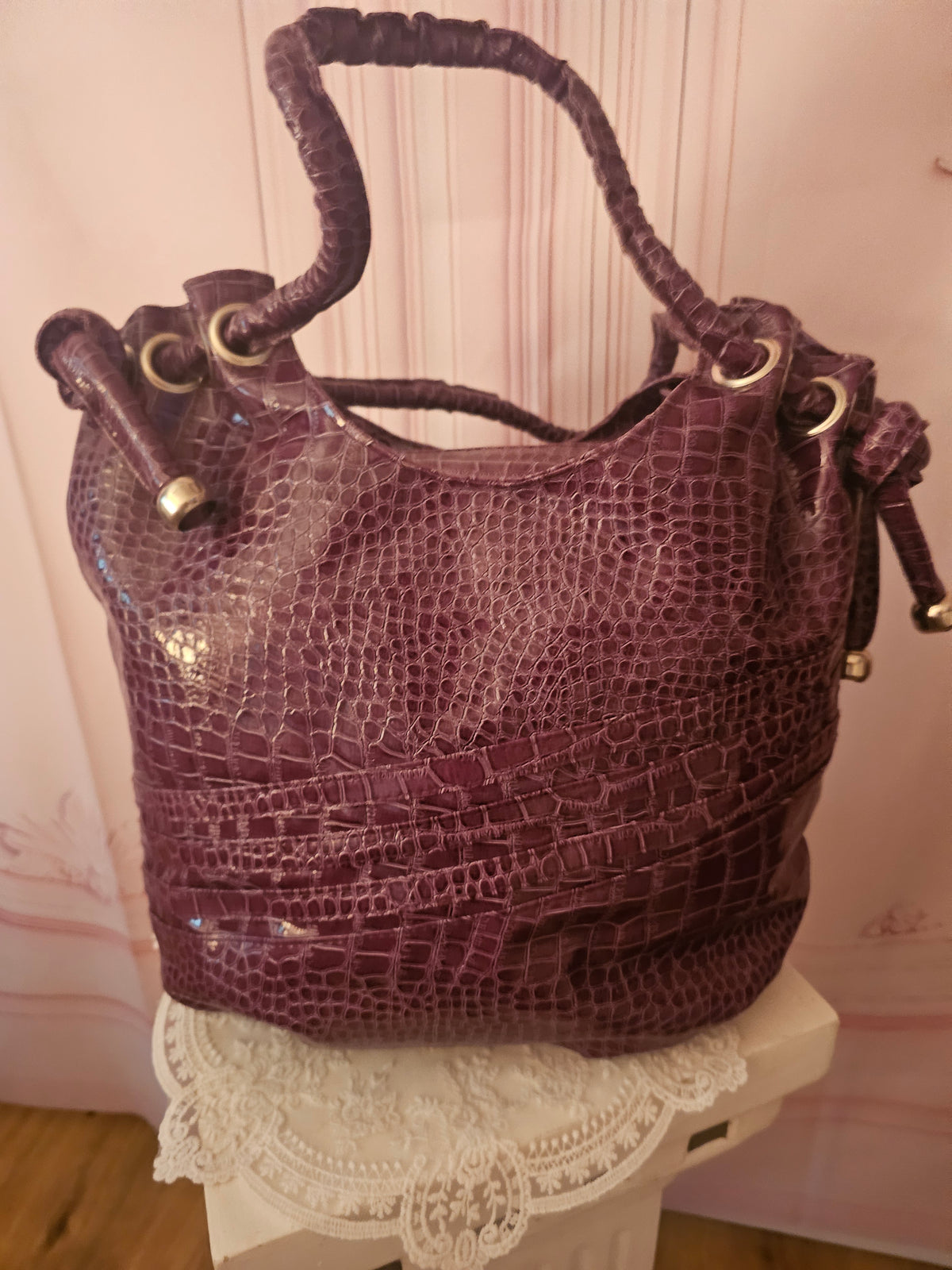 Ladies Mauve snakeskin Tote Bag