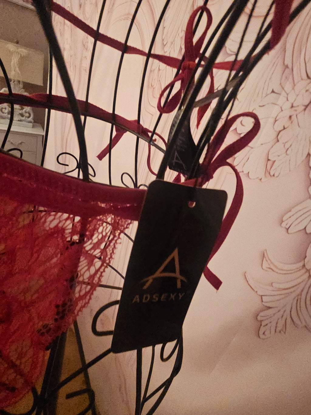 Ladies red lacy underwear set with red bows