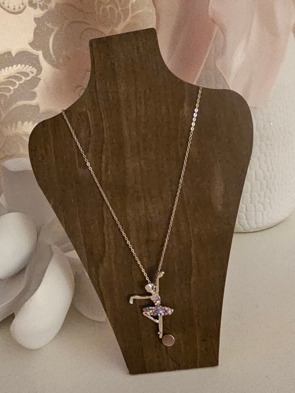 Ladies Silver Necklace with Ballerina Pendant