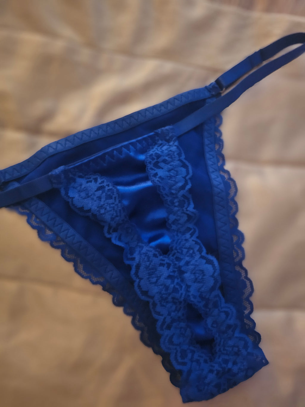 Ladies Royal Blue Satin Underwear Set