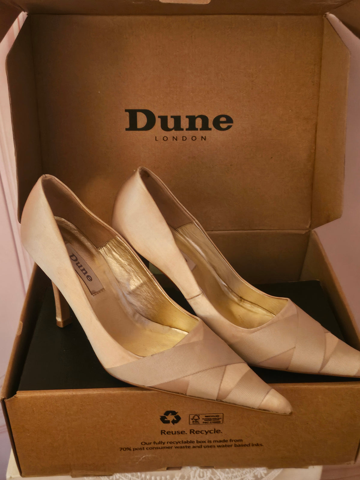 Ladies Gold Dune Stilletto Heels