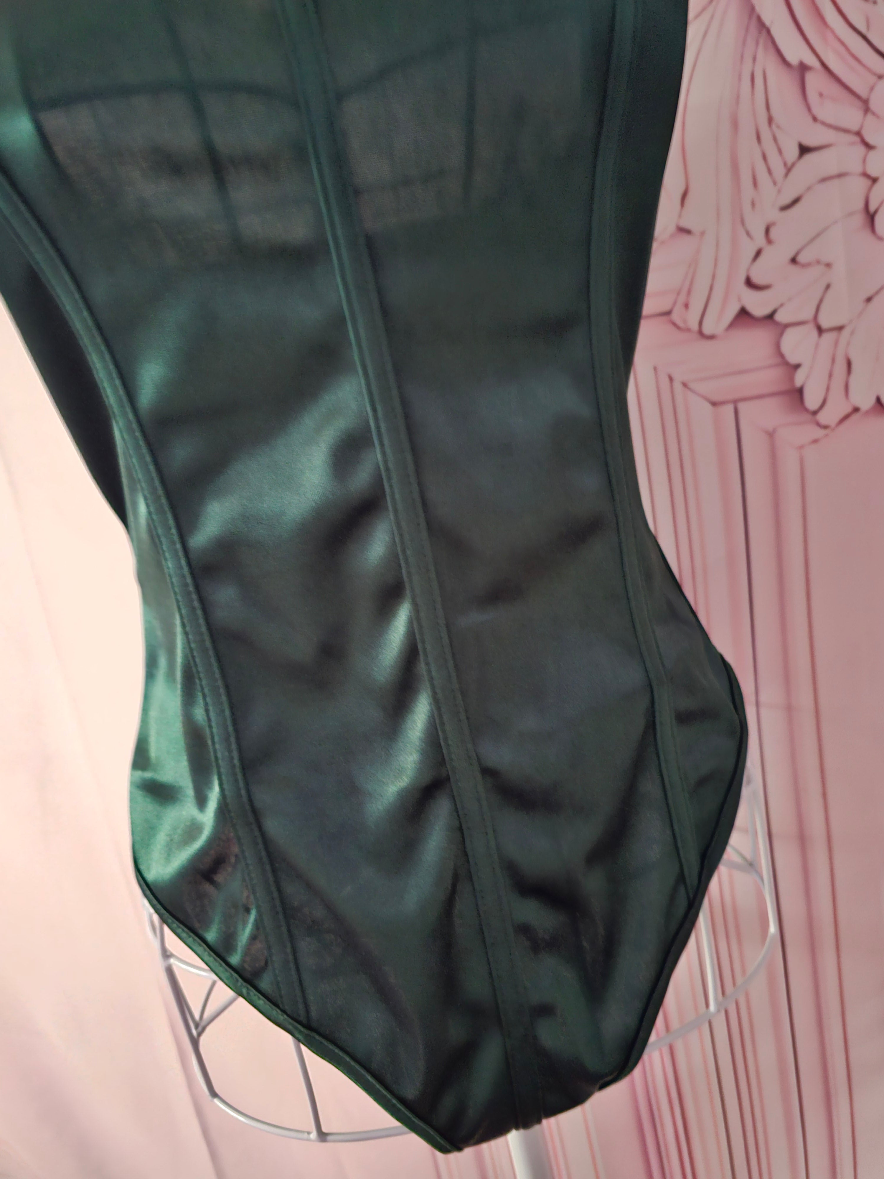 Ladies Dark Green Satin Classy Bodysuits x 2