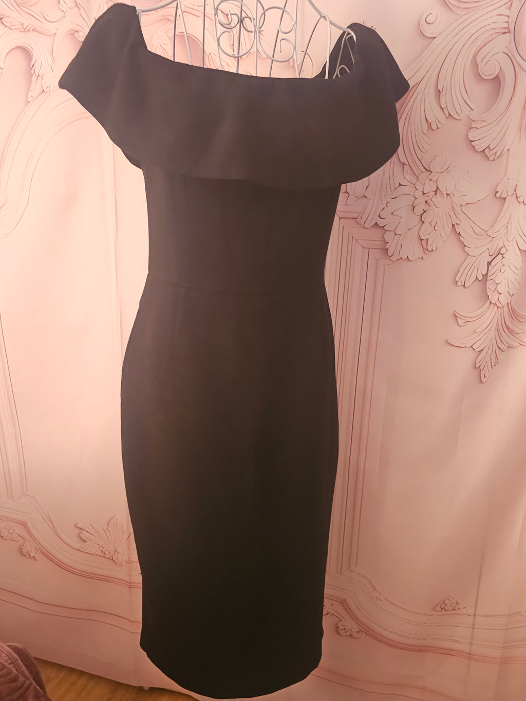 Ladies Zara Black Bardot style evening dress