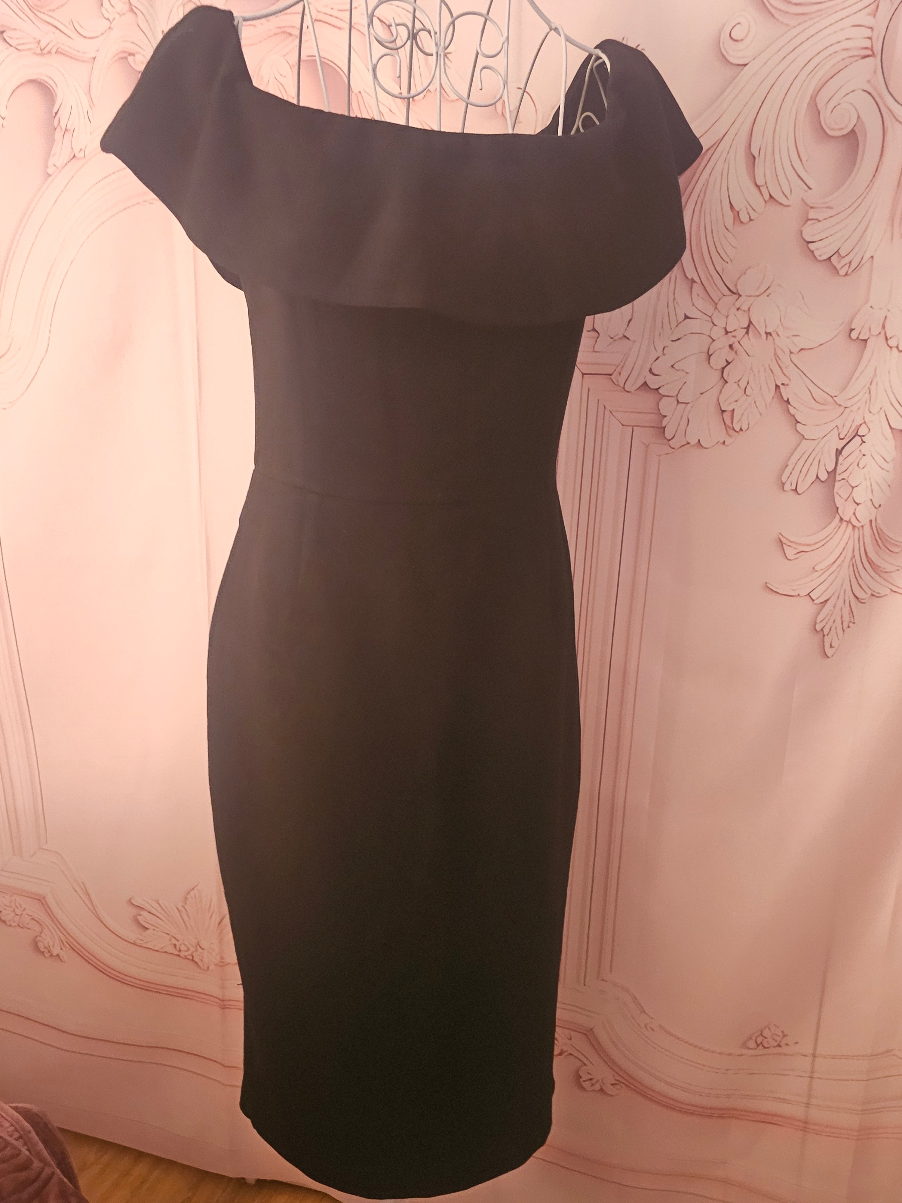 Ladies Zara Black Bardot style evening dress