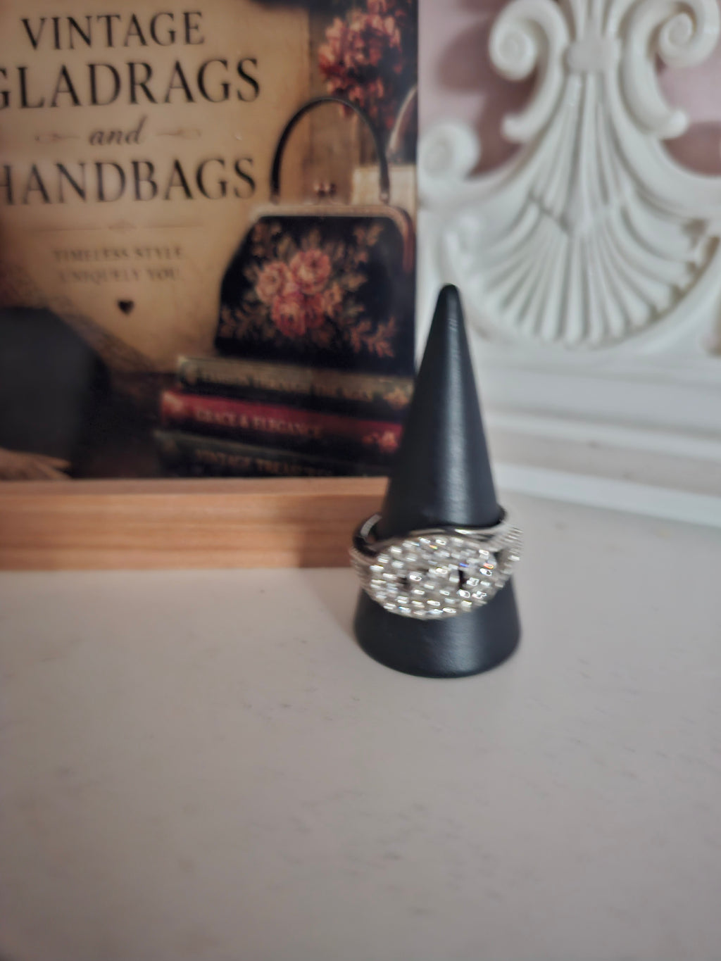 Ladies Silver Diamonte Dress Ring