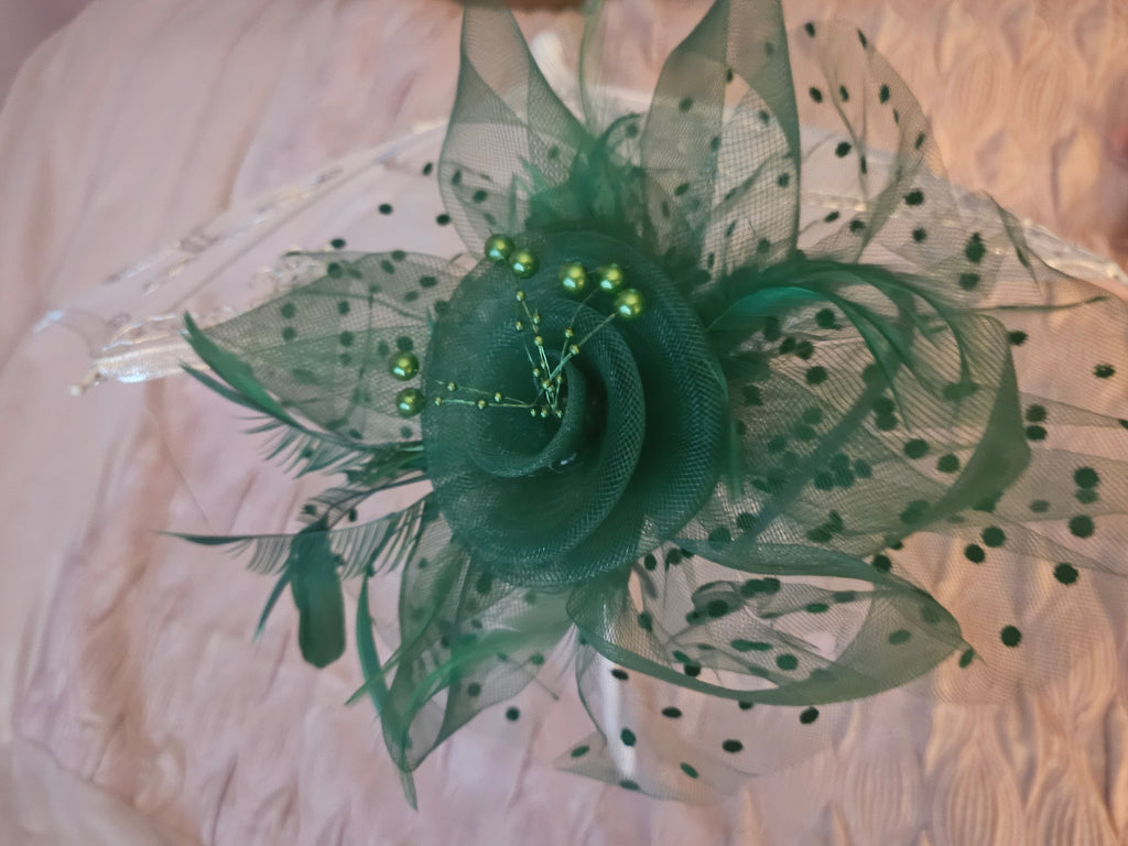 Ladies Bottle Green Reversible Fascinator