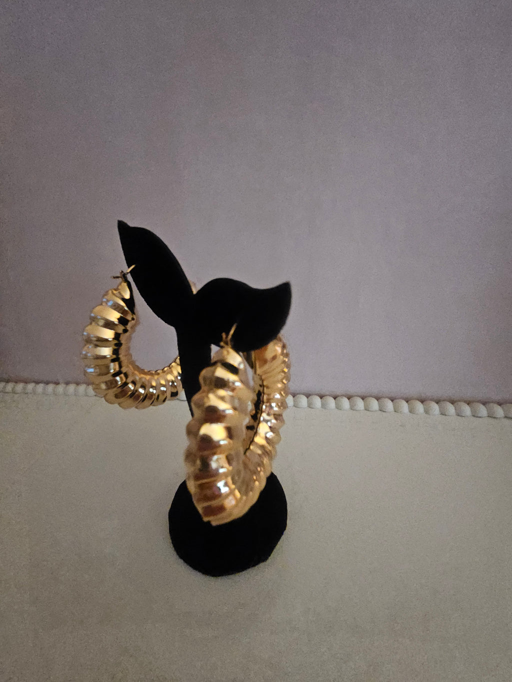 Large Golden Bamboo Style Hoops