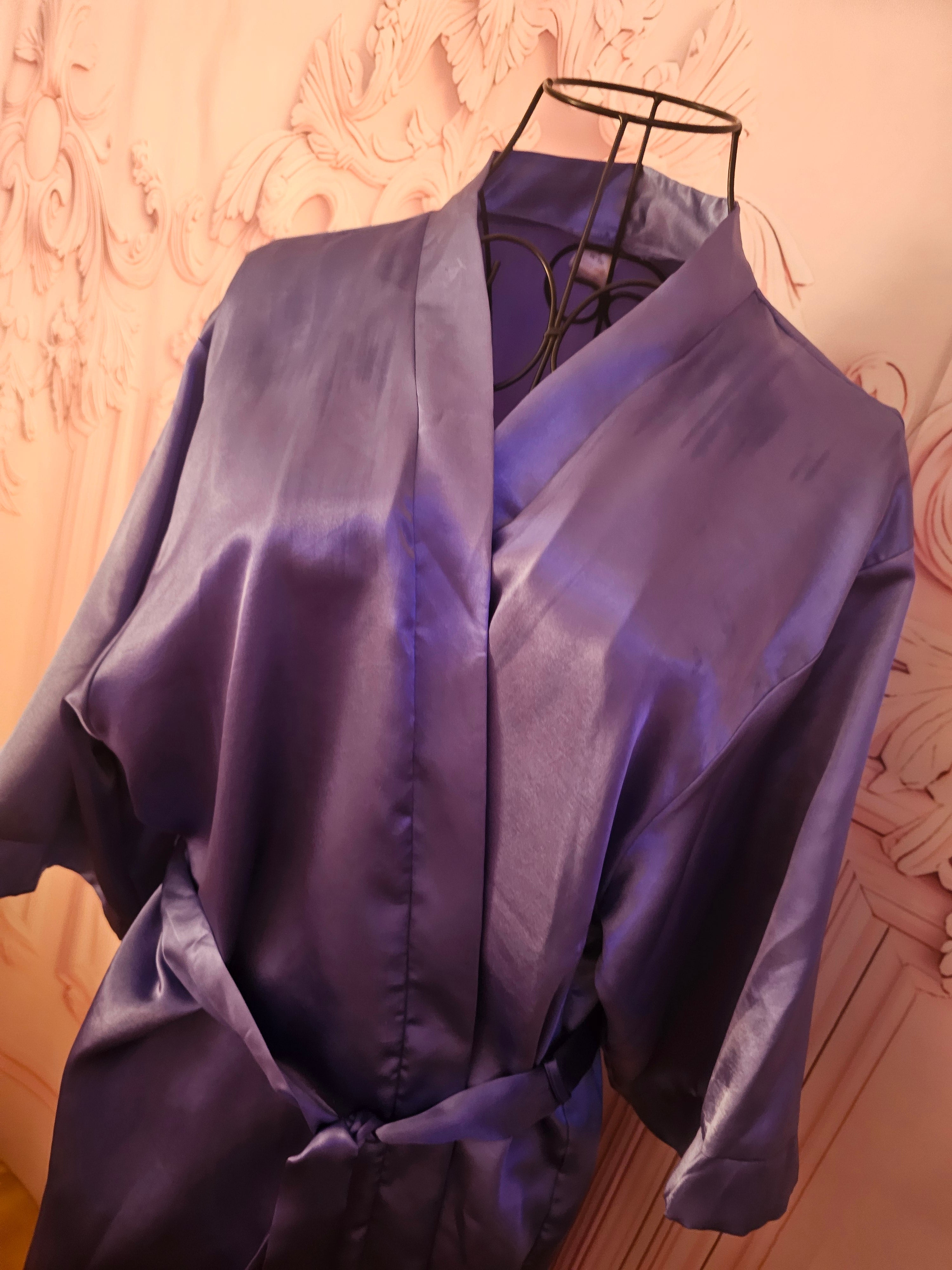 Ladies Lilac Matching Satin Cami Slip & Dressing Gown