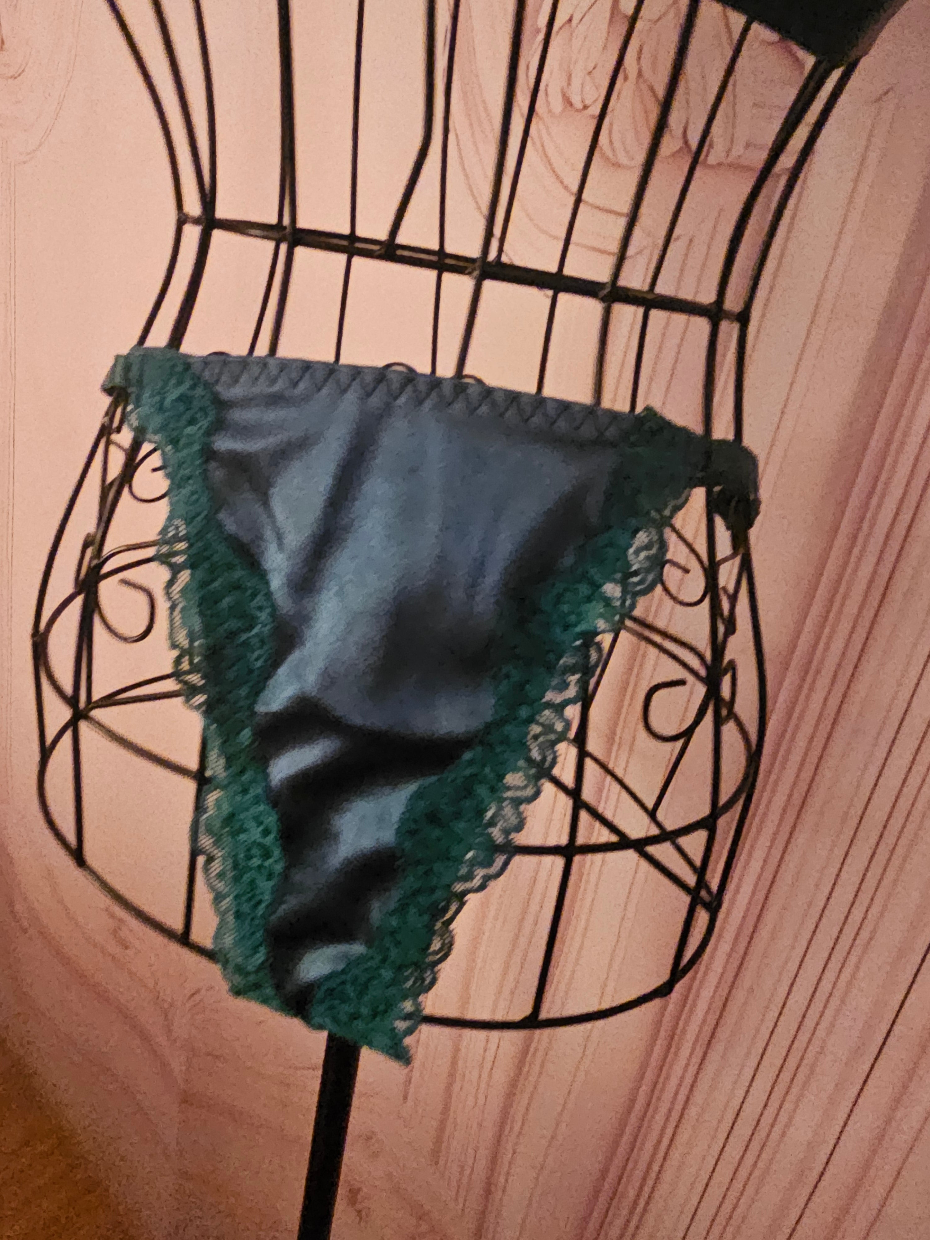 Ladies Bottle Green Satin Underwear Set