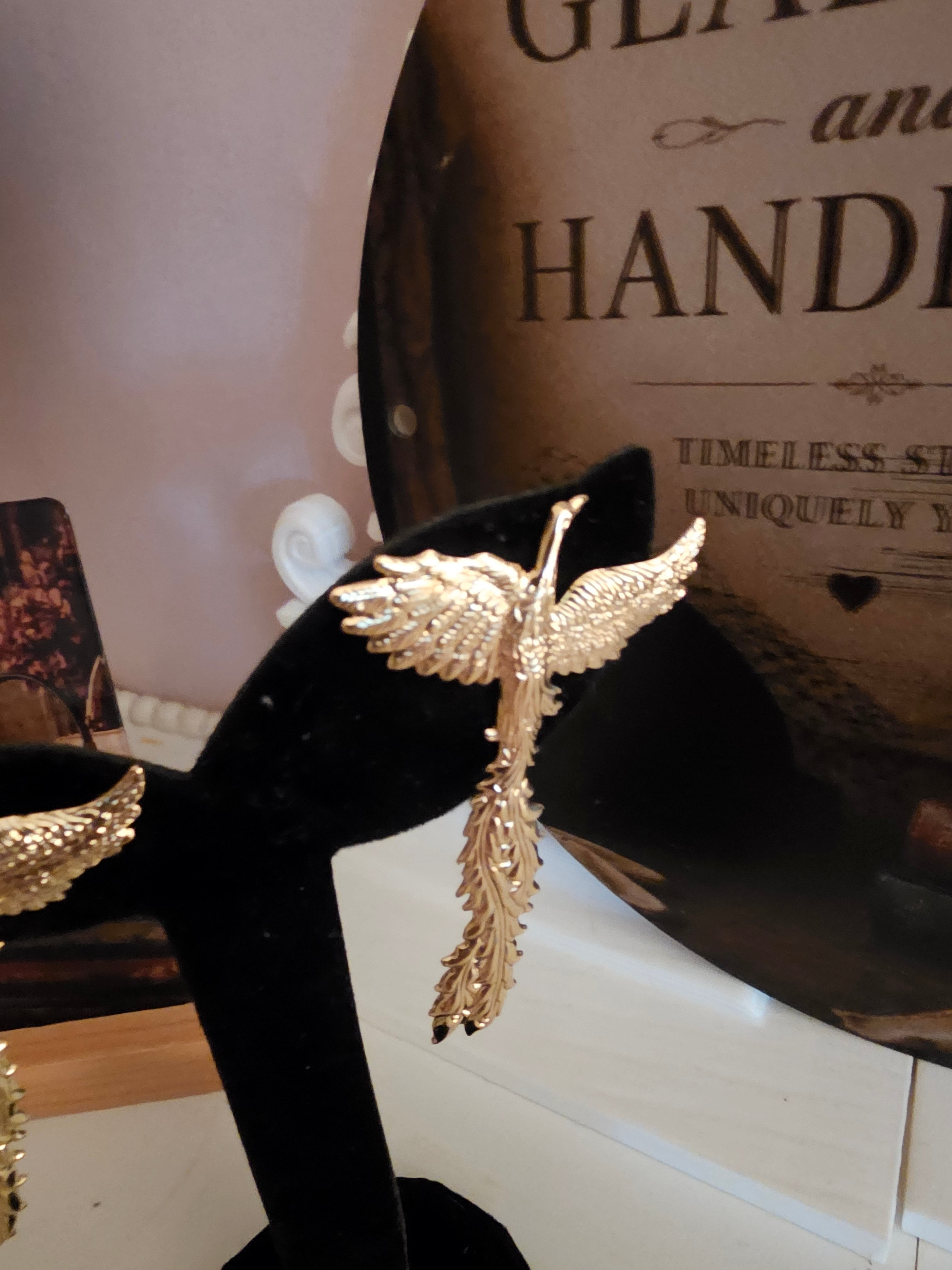 Ladies Gold Exotic Bird Earrings