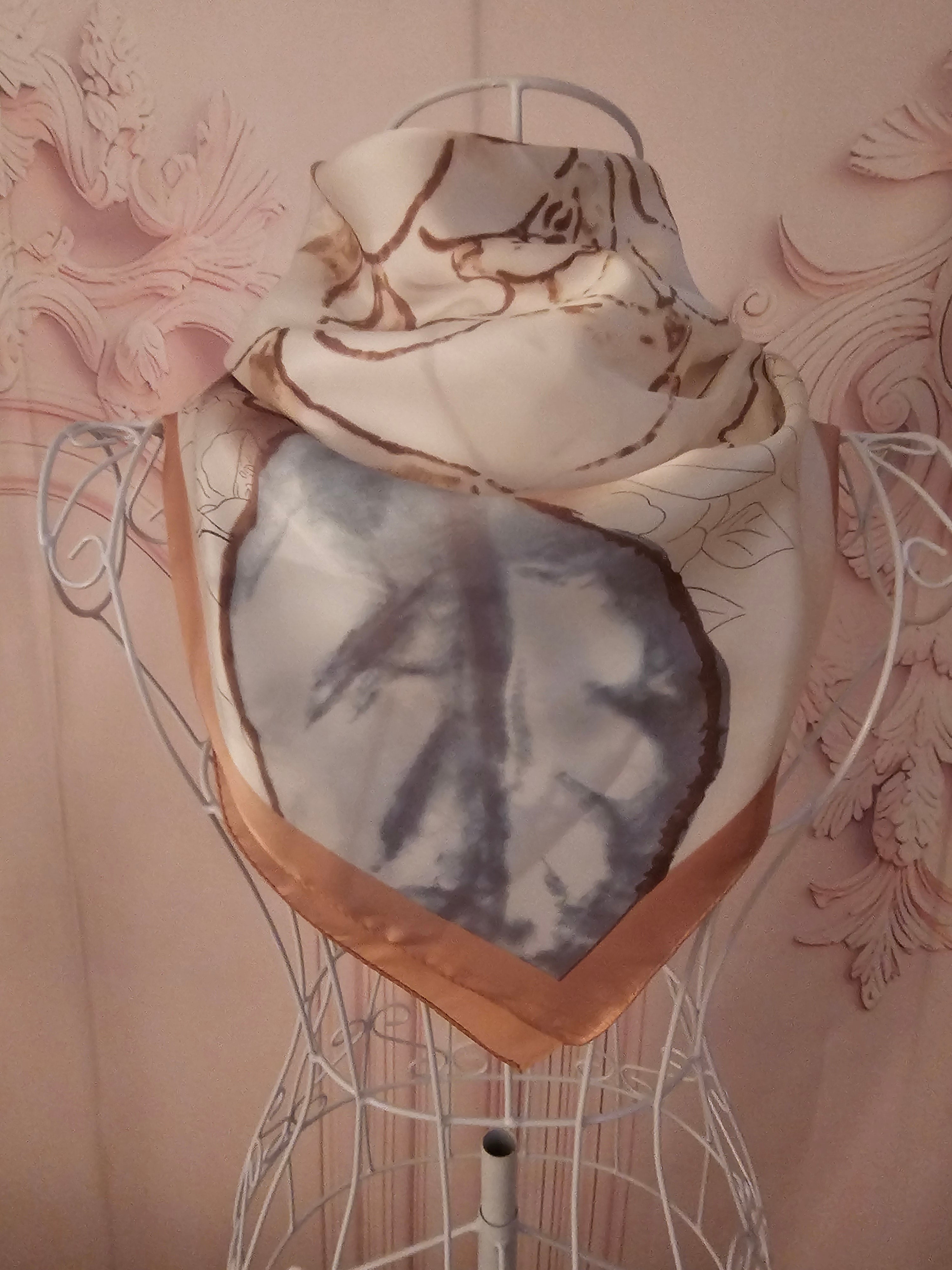 Ladies dusty pink & White with floral pattern Silk Blend Neck/Head Scarf