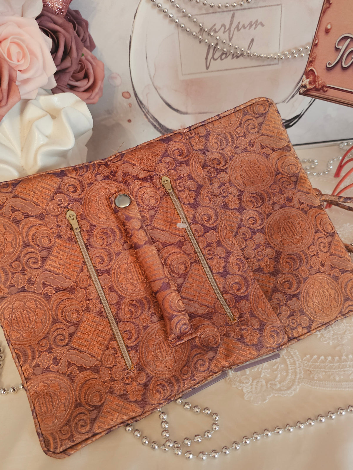Ladies Satin Jewellery Roll Holder