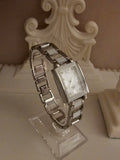 Ladies Silver Square Faced with White detailing Watch