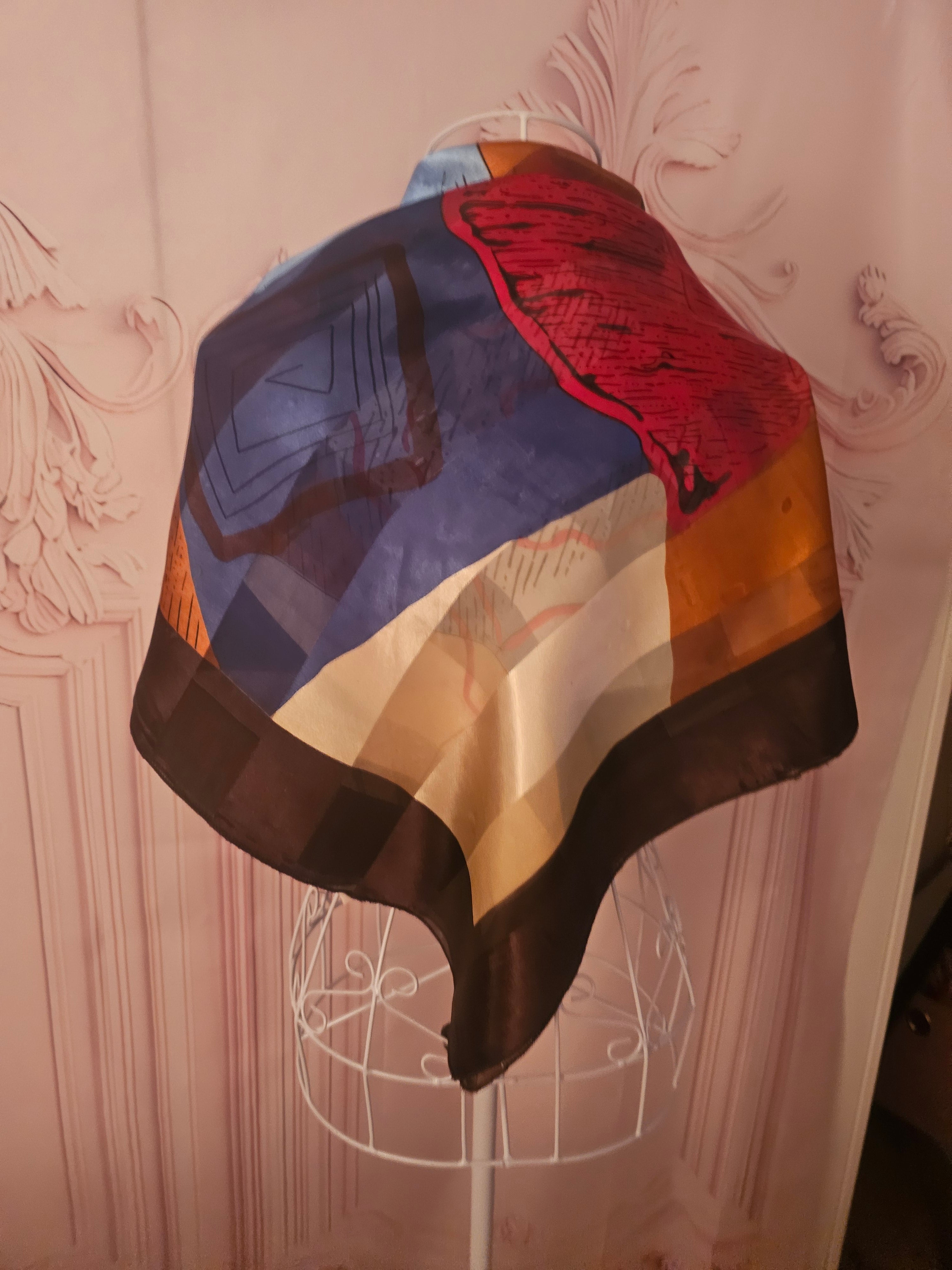 Ladies Large Multi Coloured Silk Blend Head or Neck Scarf