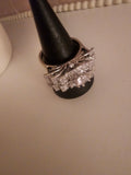 Ladies Cubic zicrone diamond style effect dress rings, single diamonte band with single diamonte centre stone ring to match