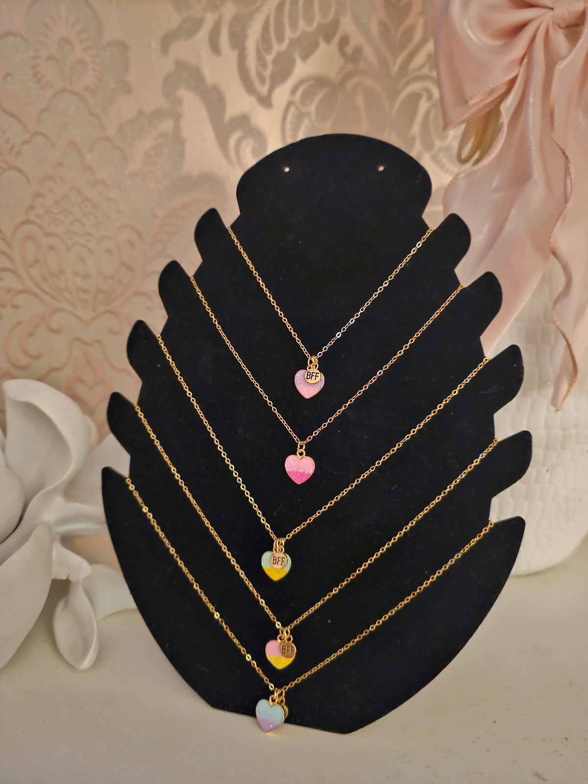 Ladies Necklaces with Heart Pendant x 5