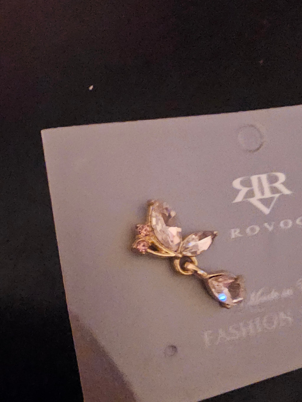Ladies pink crystal drop earrings