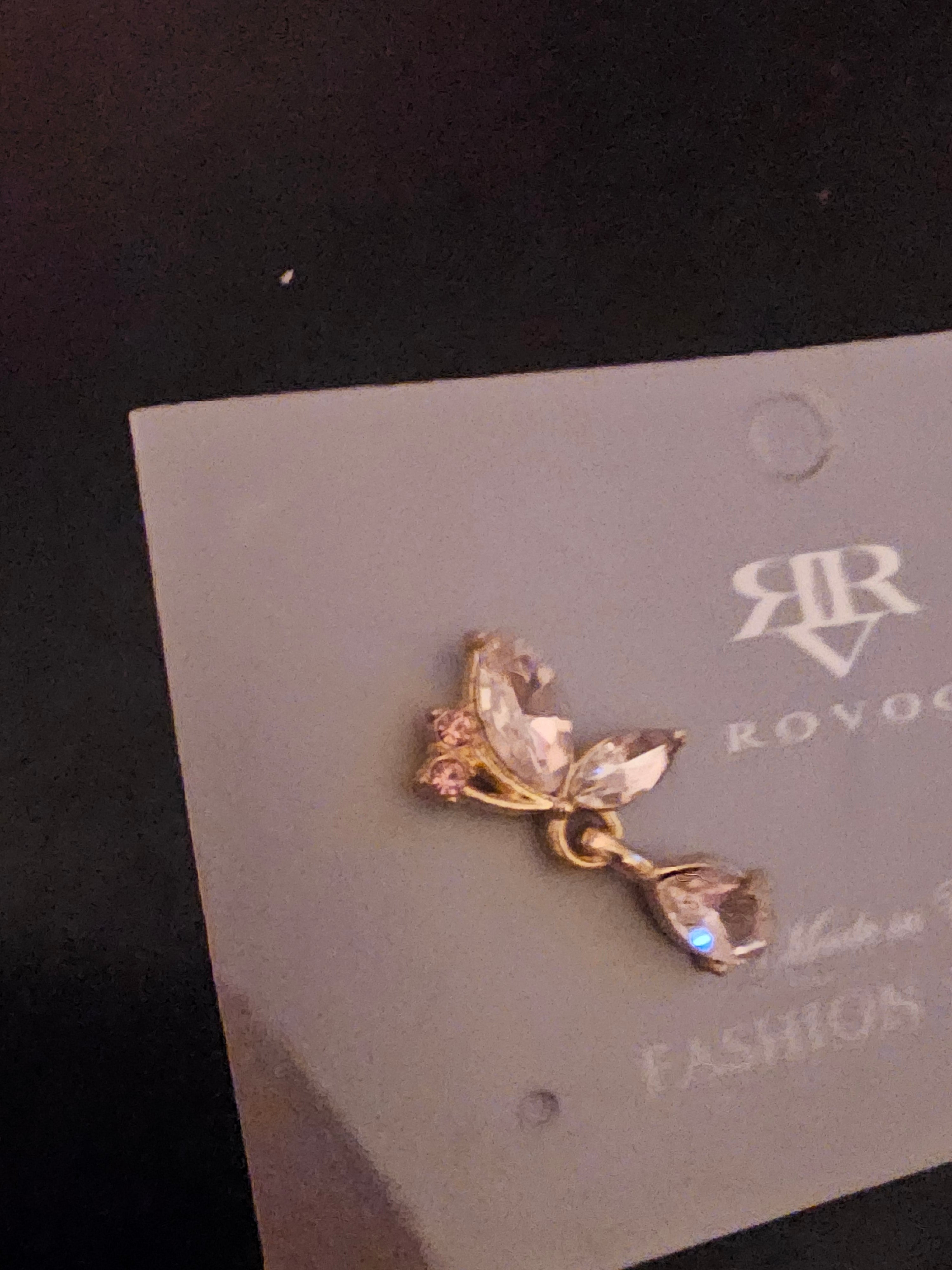 Ladies pink crystal drop earrings