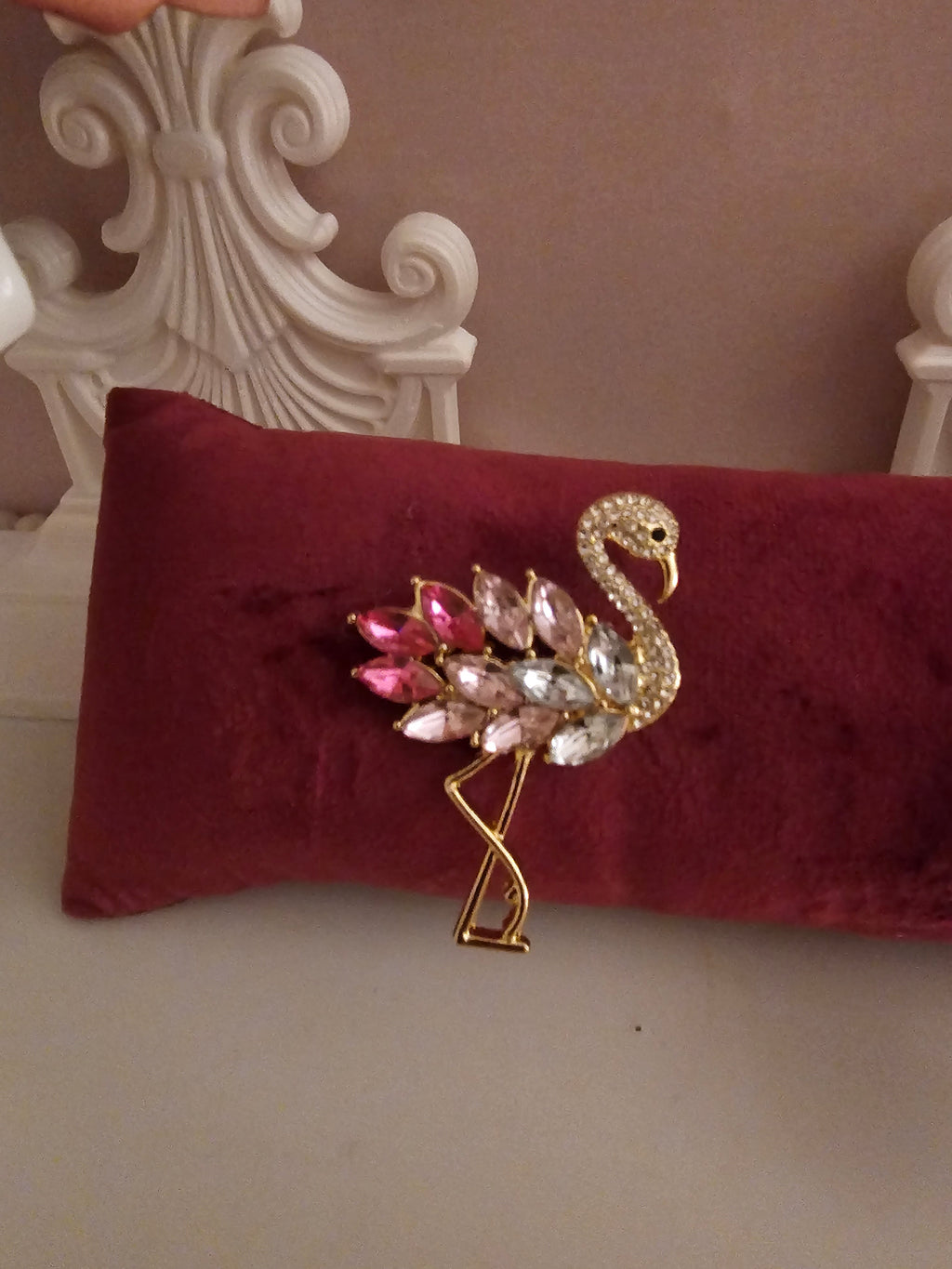 Ladies diamond set flamingo & peacock stunning brooches