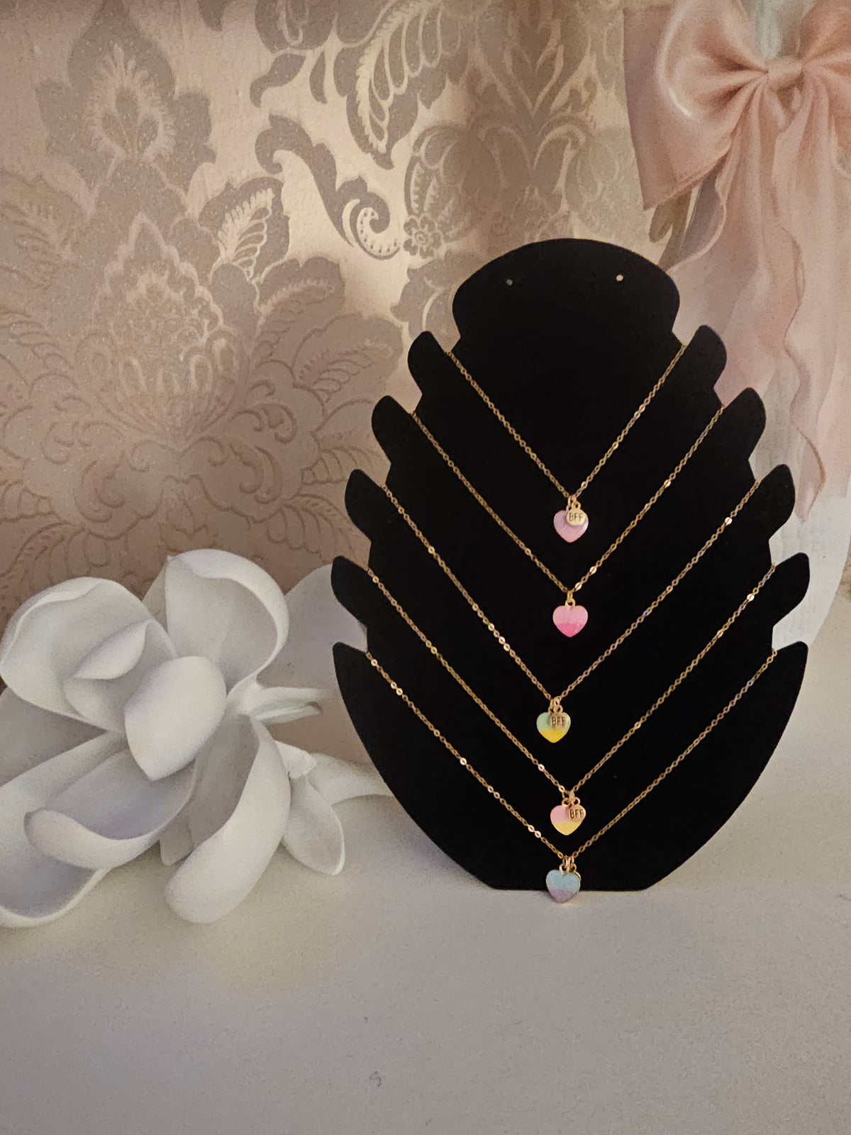 Ladies Necklaces with Heart Pendant x 5