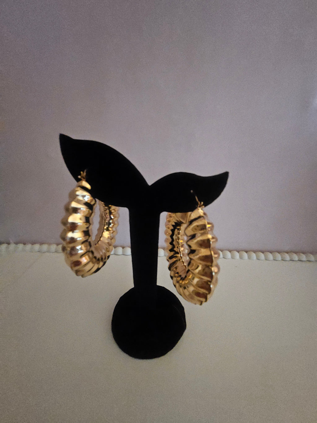 Large Golden Bamboo Style Hoops