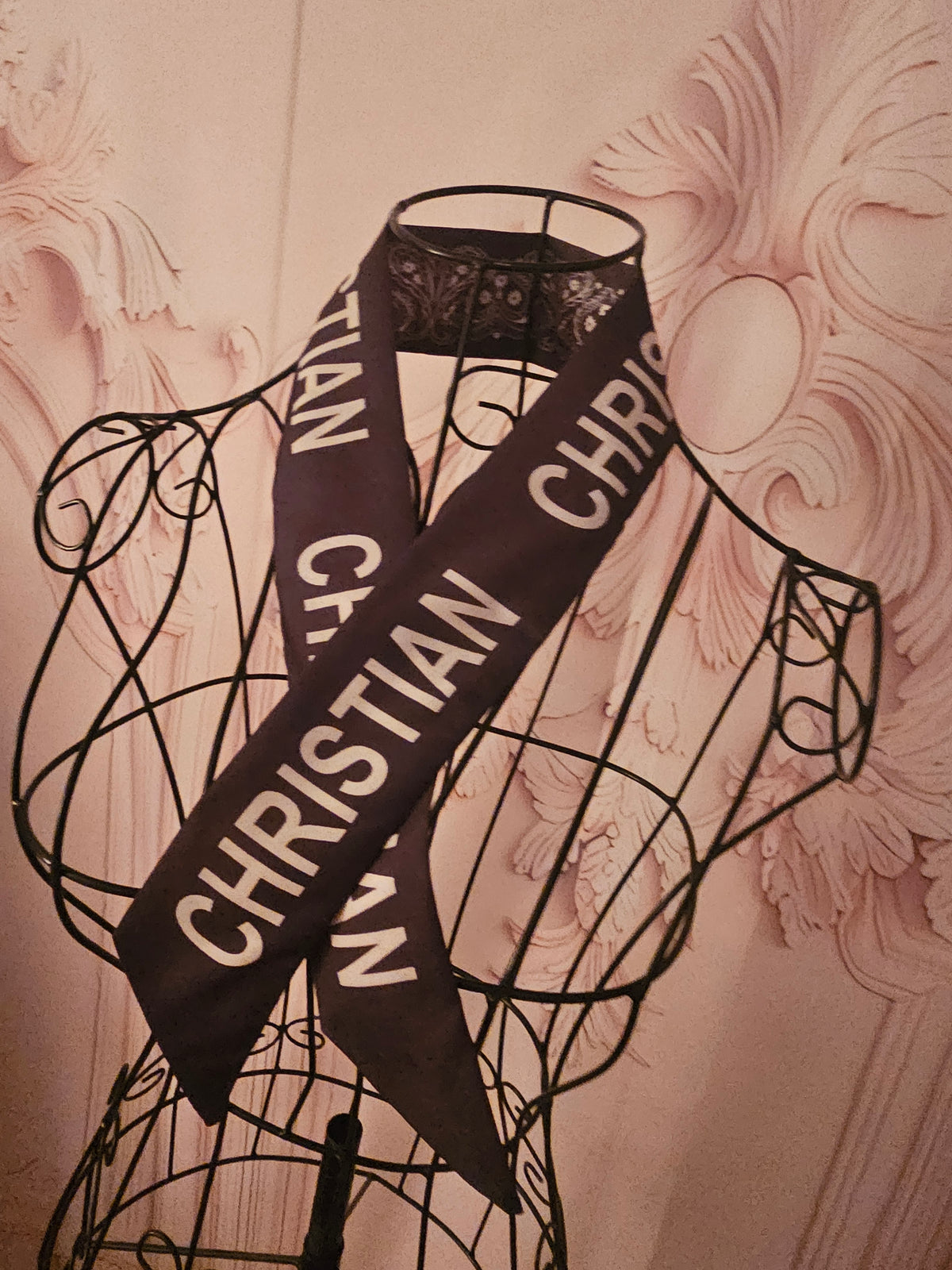 Ladies Christian Dior Design Neck Tie Scarfs 1 x Black 1 x White